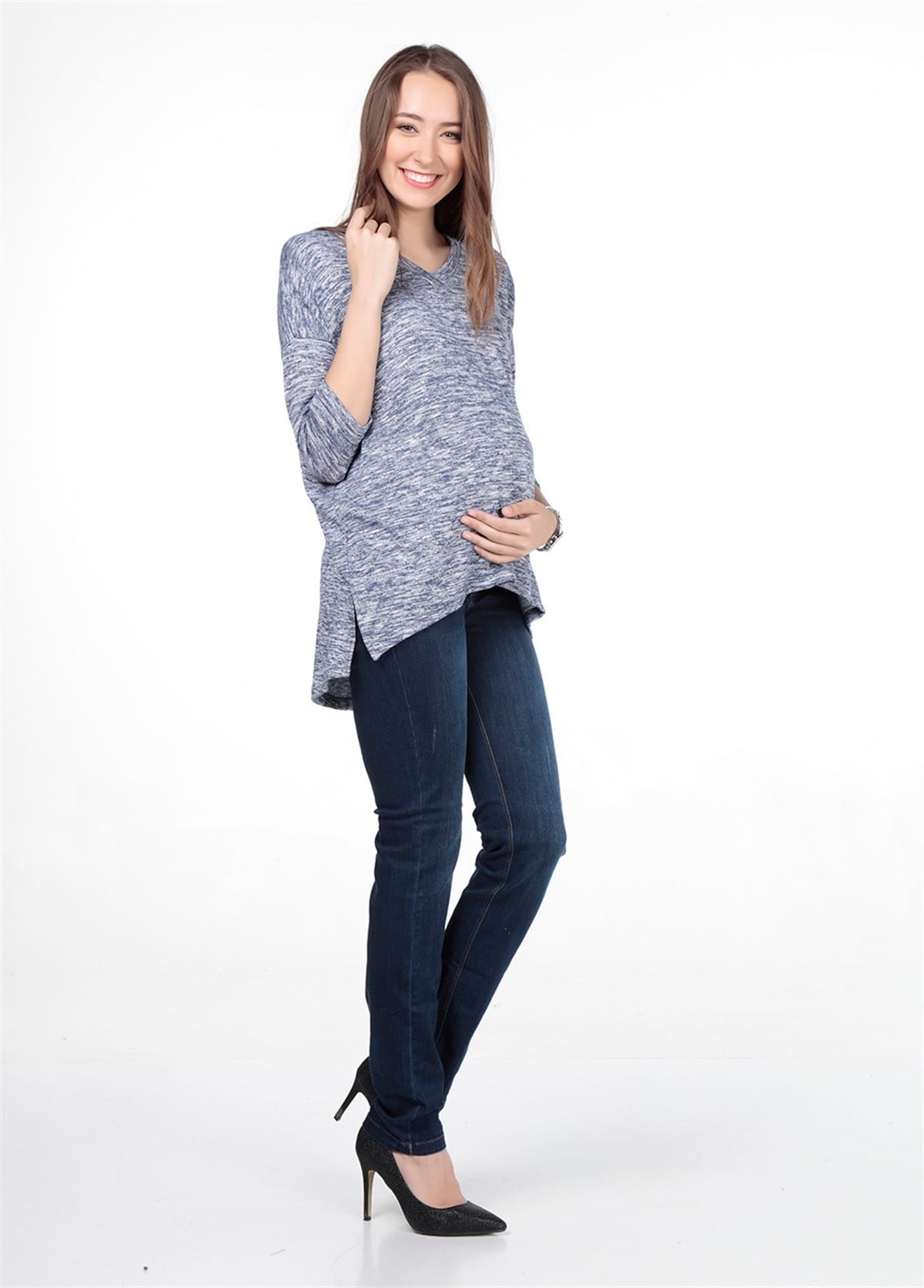 Busa Hamile V Yaka Bluz Lacivert