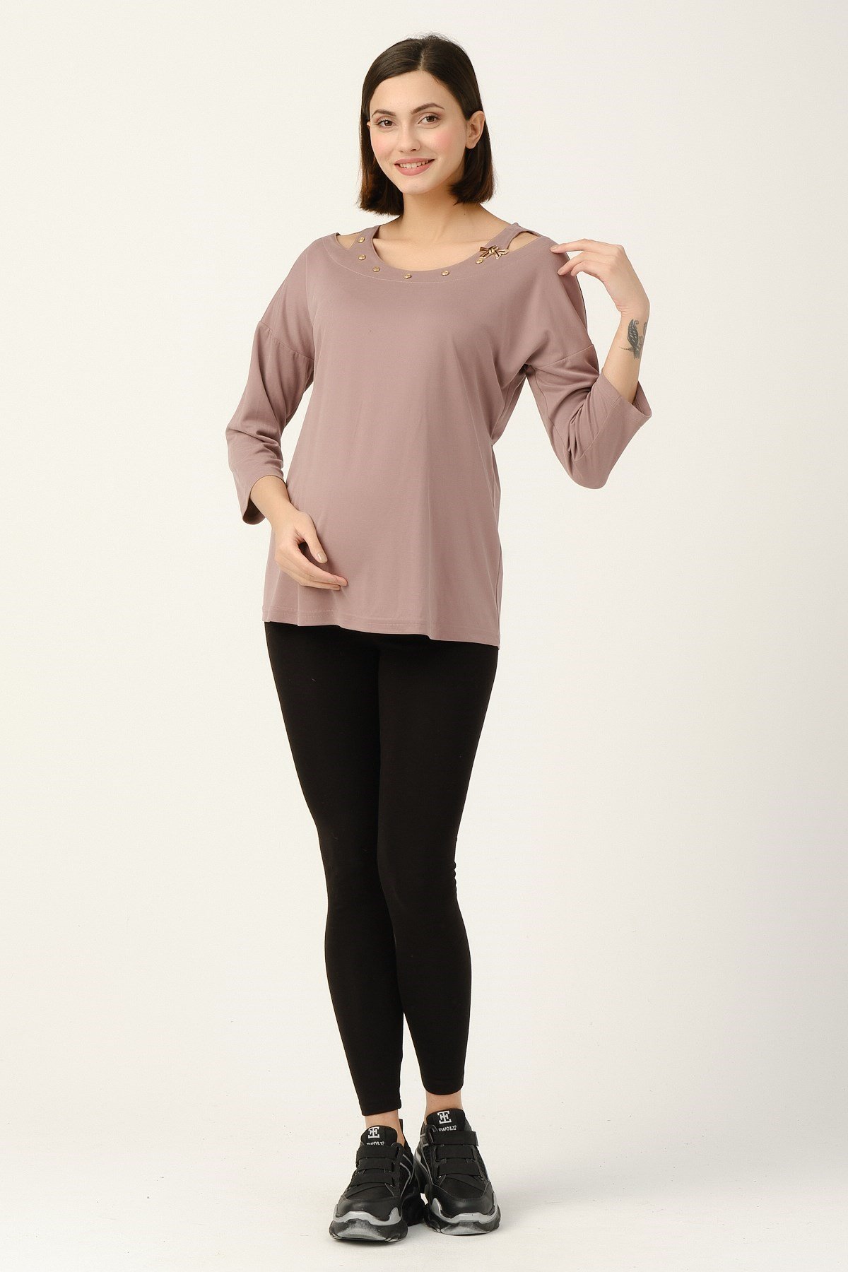 Busa Maternity Collar detailed Blouse Mink