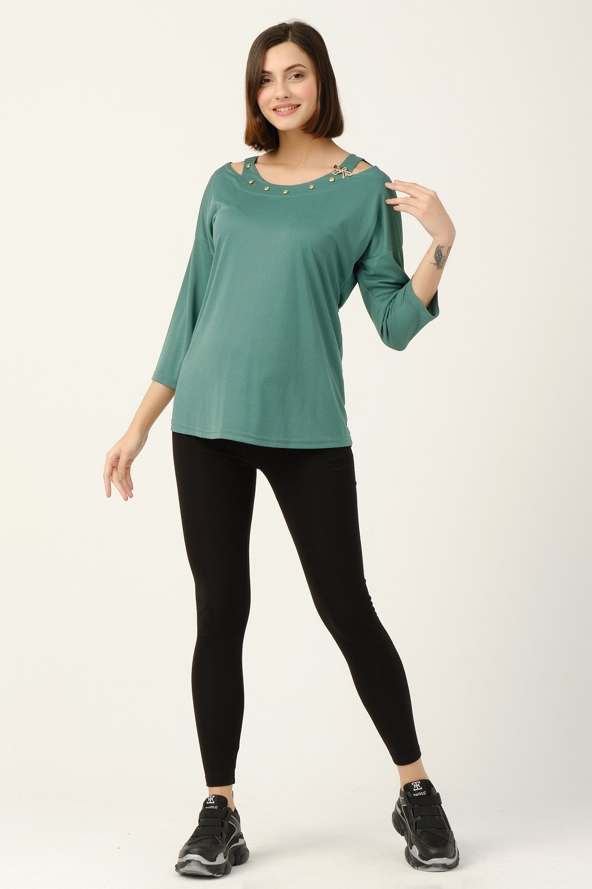 Busa Maternity Collar detailed Blouse Green