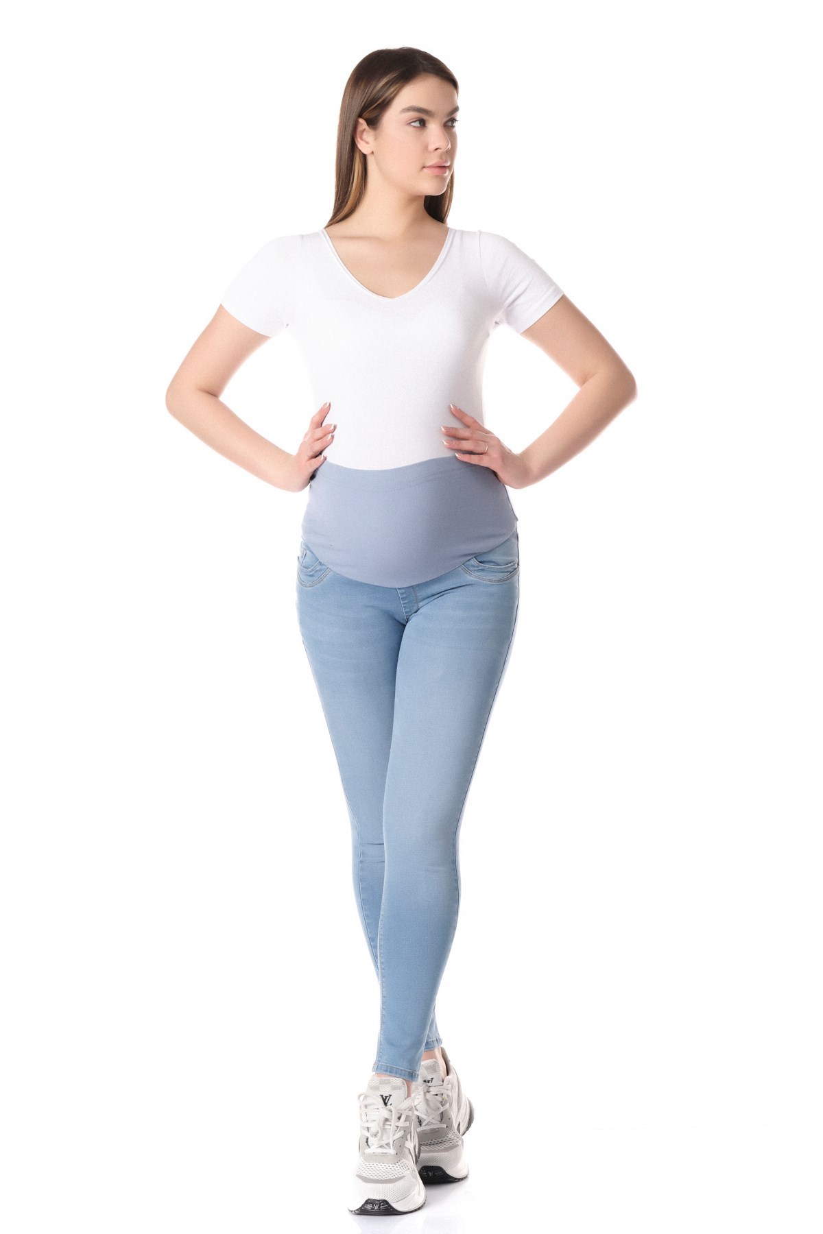 Busa Maternity High Rib Jean Light Blue