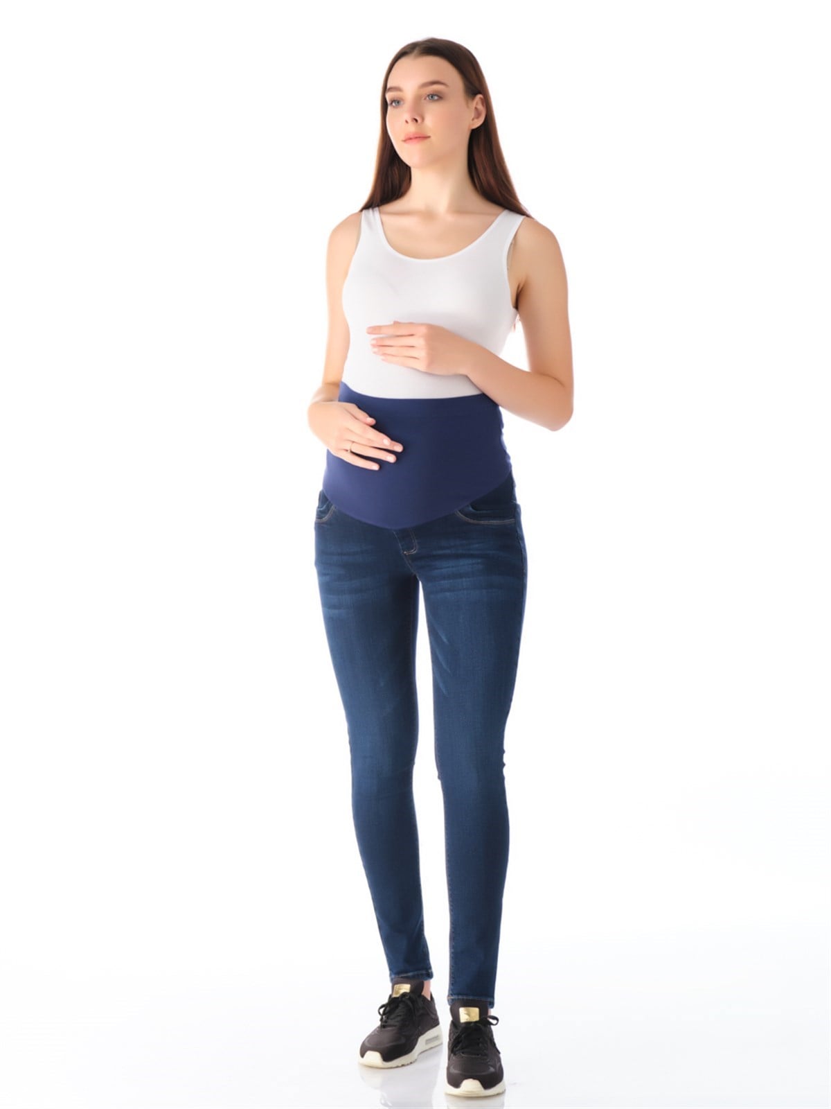 Busa Yüksek Ribanalı Skinny Jean Lacivert