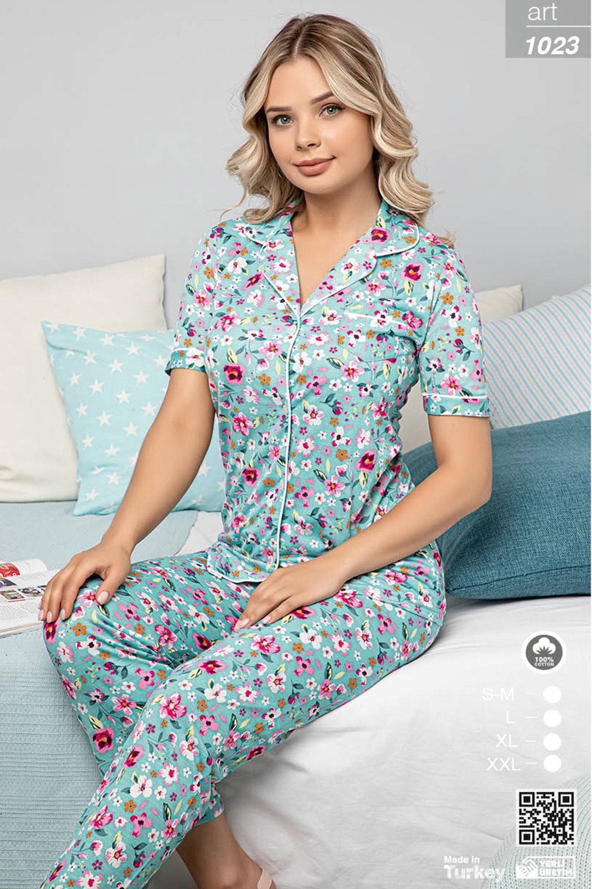 Çağrı 1023 Kısa kol Önden Düğmeli Lohusa Pijama