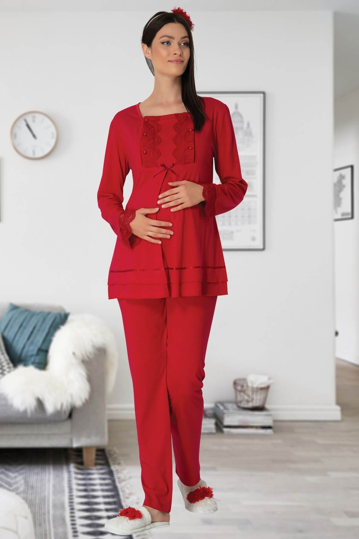Carpediem 1506 Kırmızı Lohusa Pijama