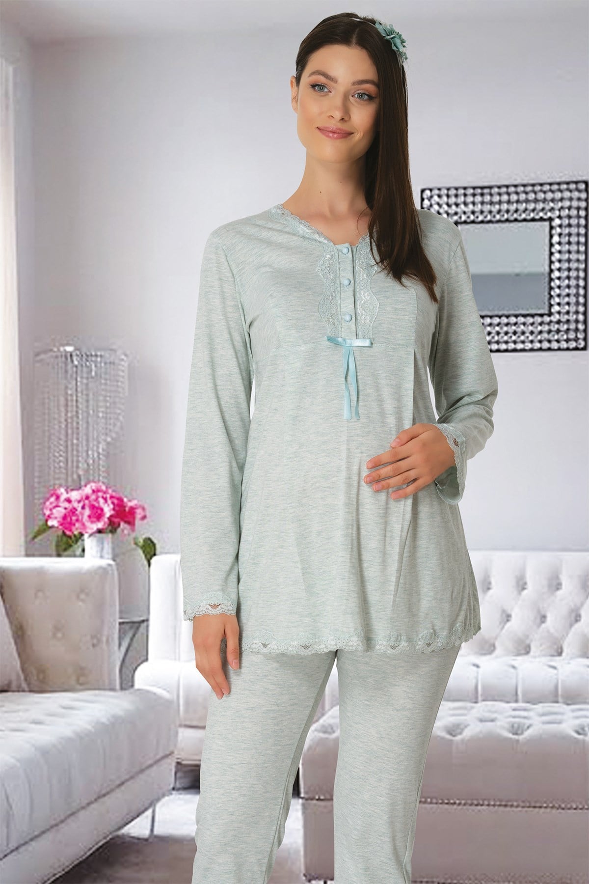 Carpediem 1509 Turkuaz Lohusa Pijama	