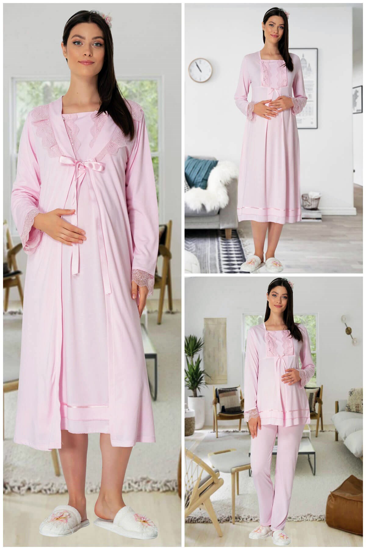 Carpediem 1515 Pembe 4lü Hamile Lohusa Set