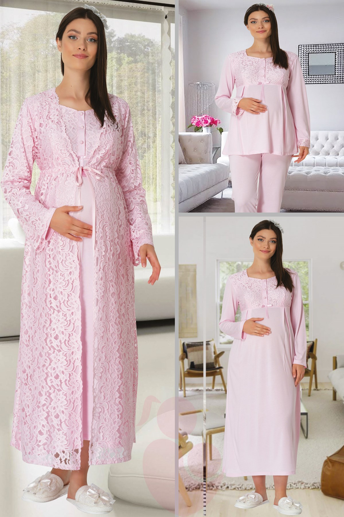 Carpediem 1516 Pembe 4lü Hamile Lohusa Set