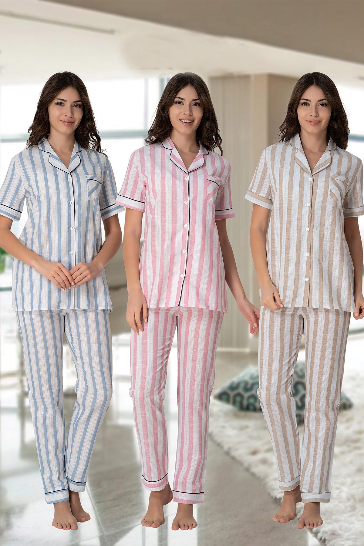 Effortt 1045 Önden Düğmeli Lohusa Pijama Takımı