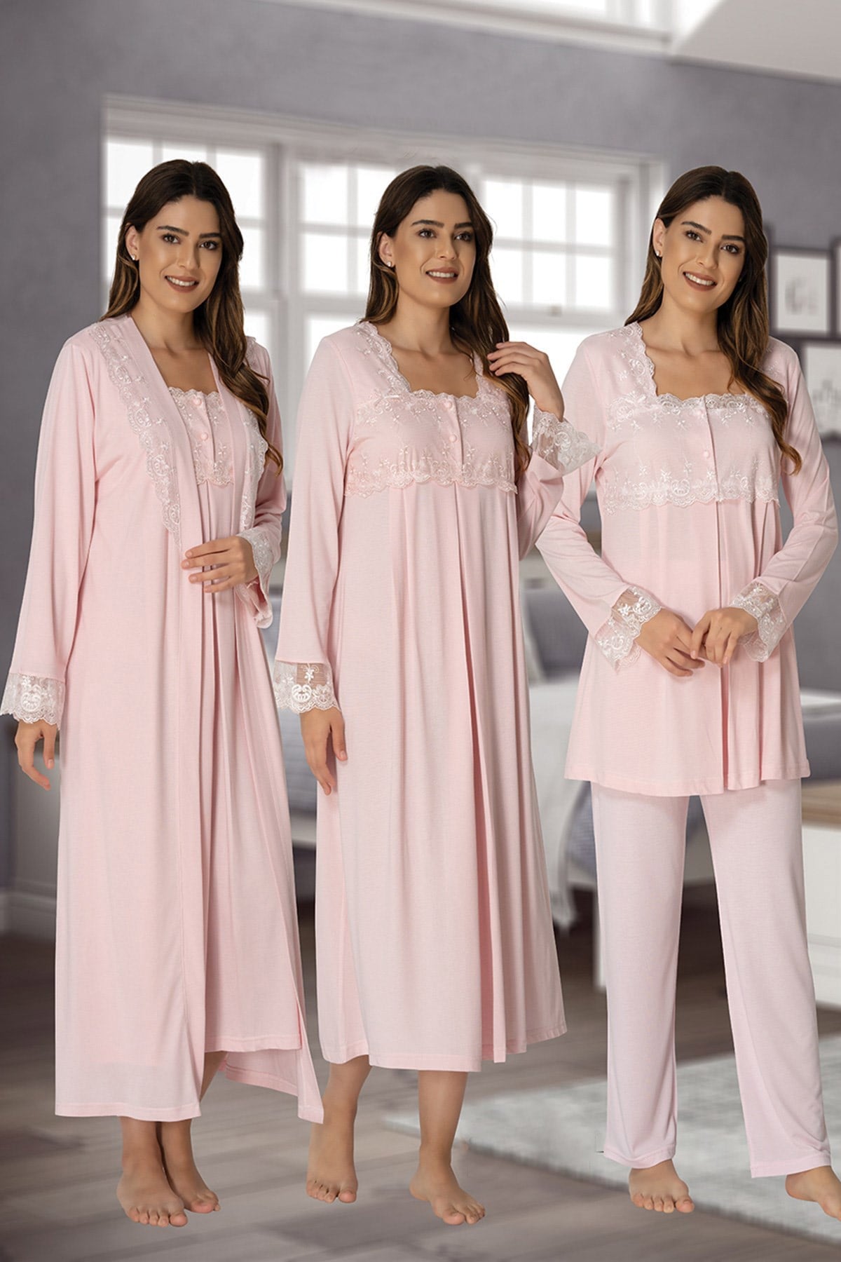 Effortt 2405 Pembe Lohusa Hamile 4'lü Set