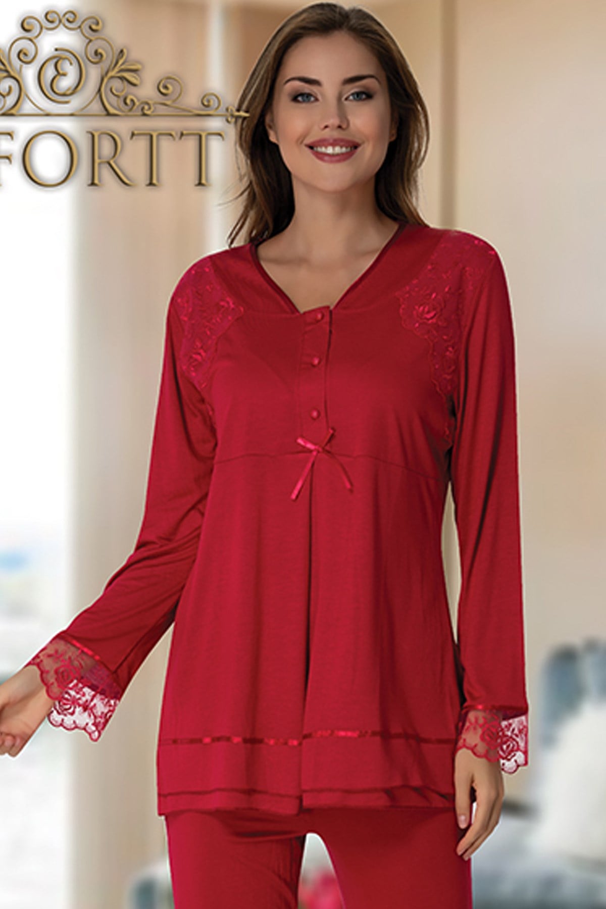 Effortt 2420 Vişne Lohusa Pijama Takımı