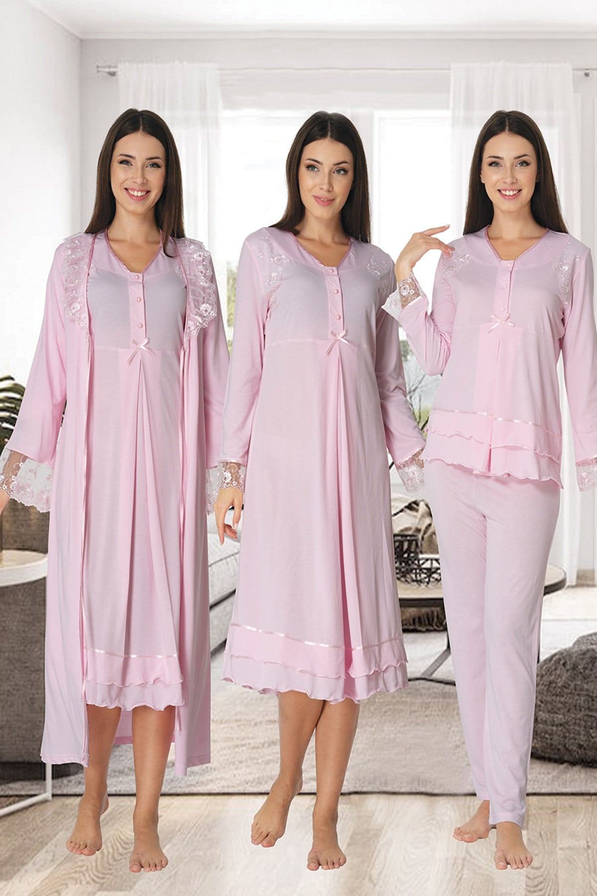 Effortt 2426 Pembe Hamile Lohusa 4lü Set