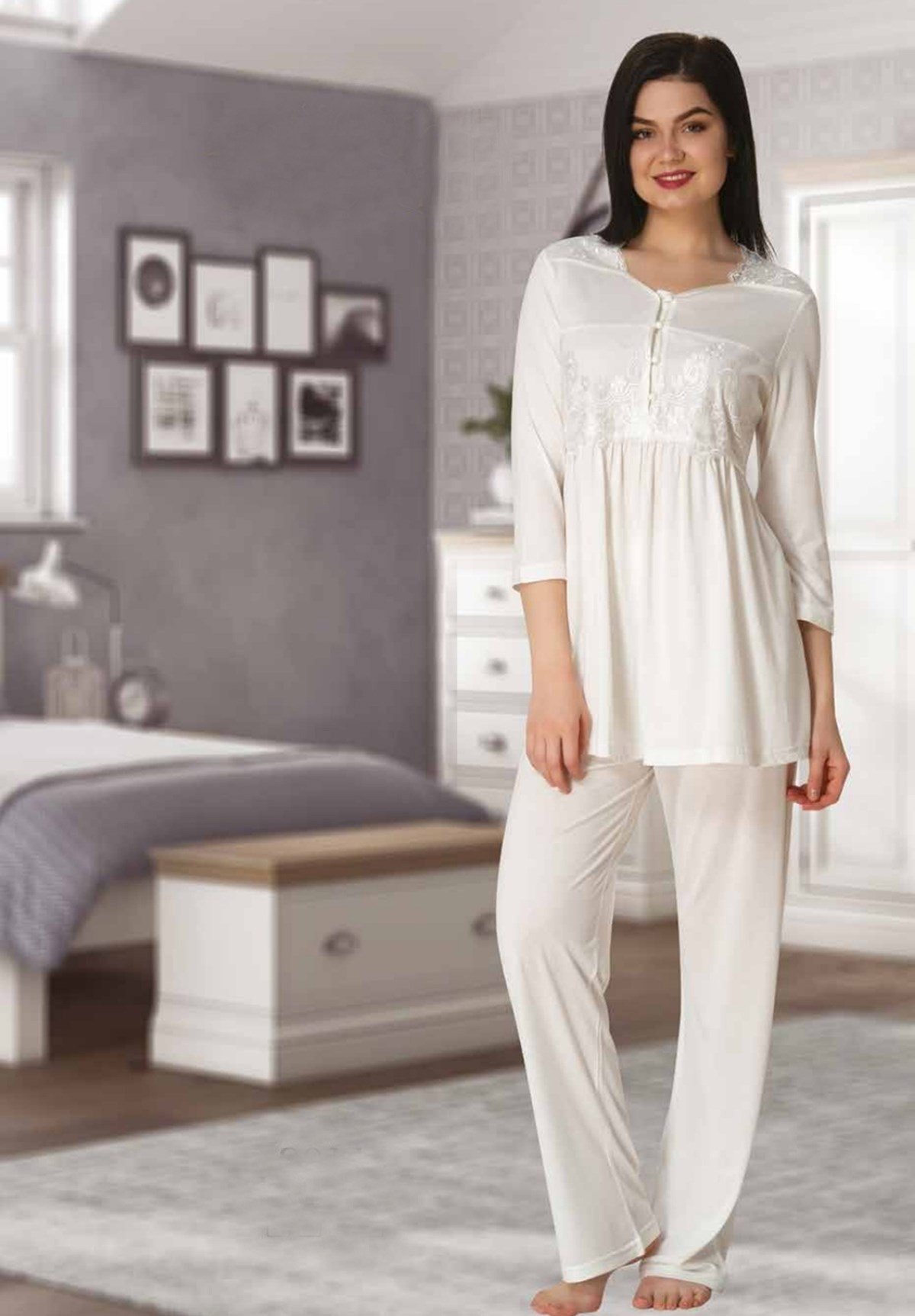 Effortt 3011 Dantel Detaylı Lohusa Pijama Takımı