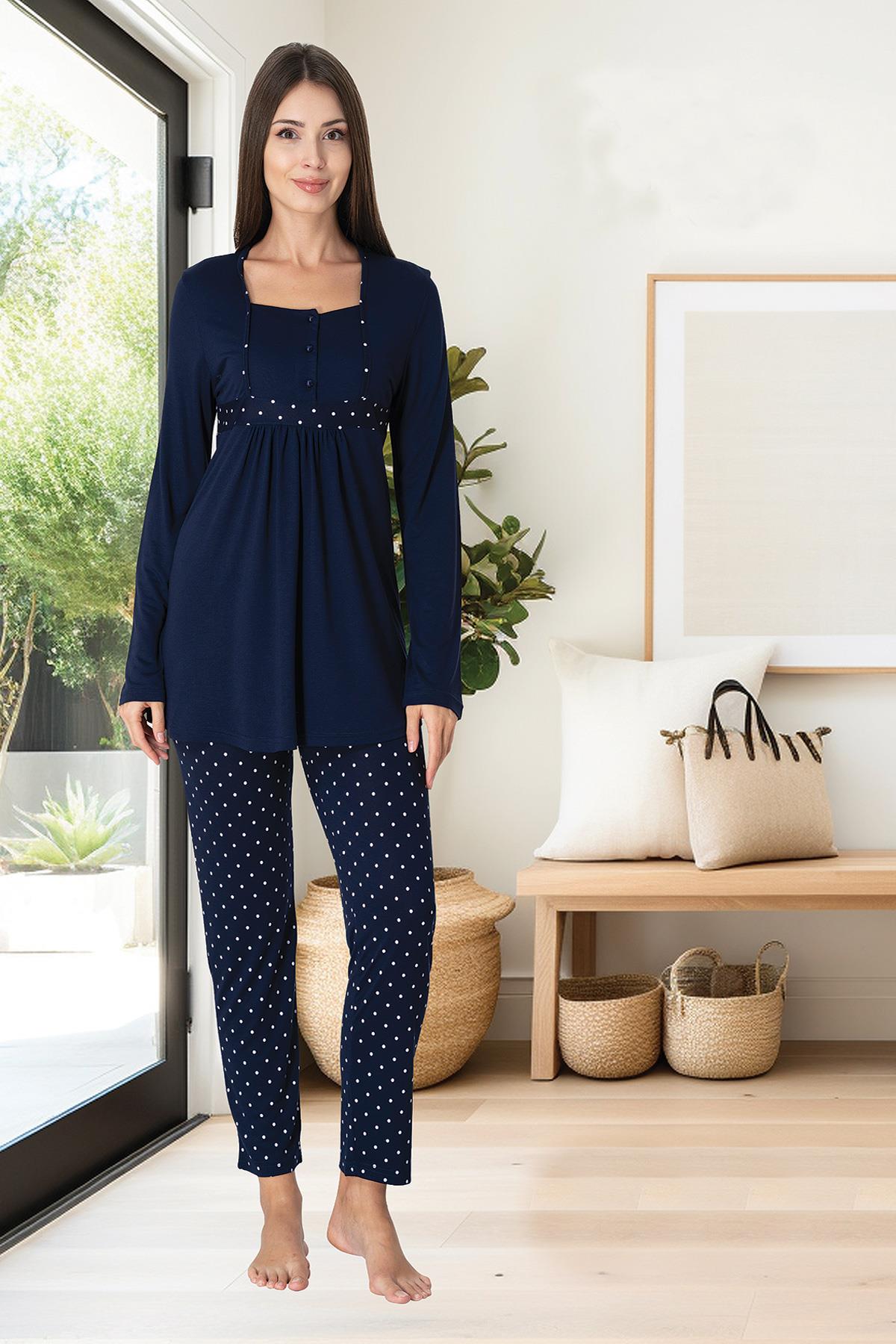 Effortt 3022 Lacivert Lohusa Pijama Takımı
