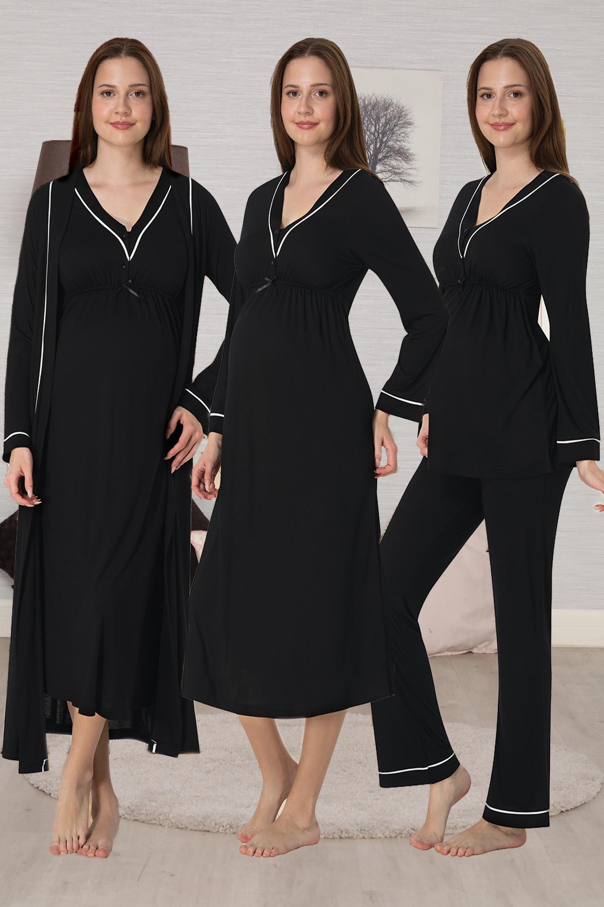 Effortt 4056 Siyah Biyeli 4lü Hamile Lohusa Seti