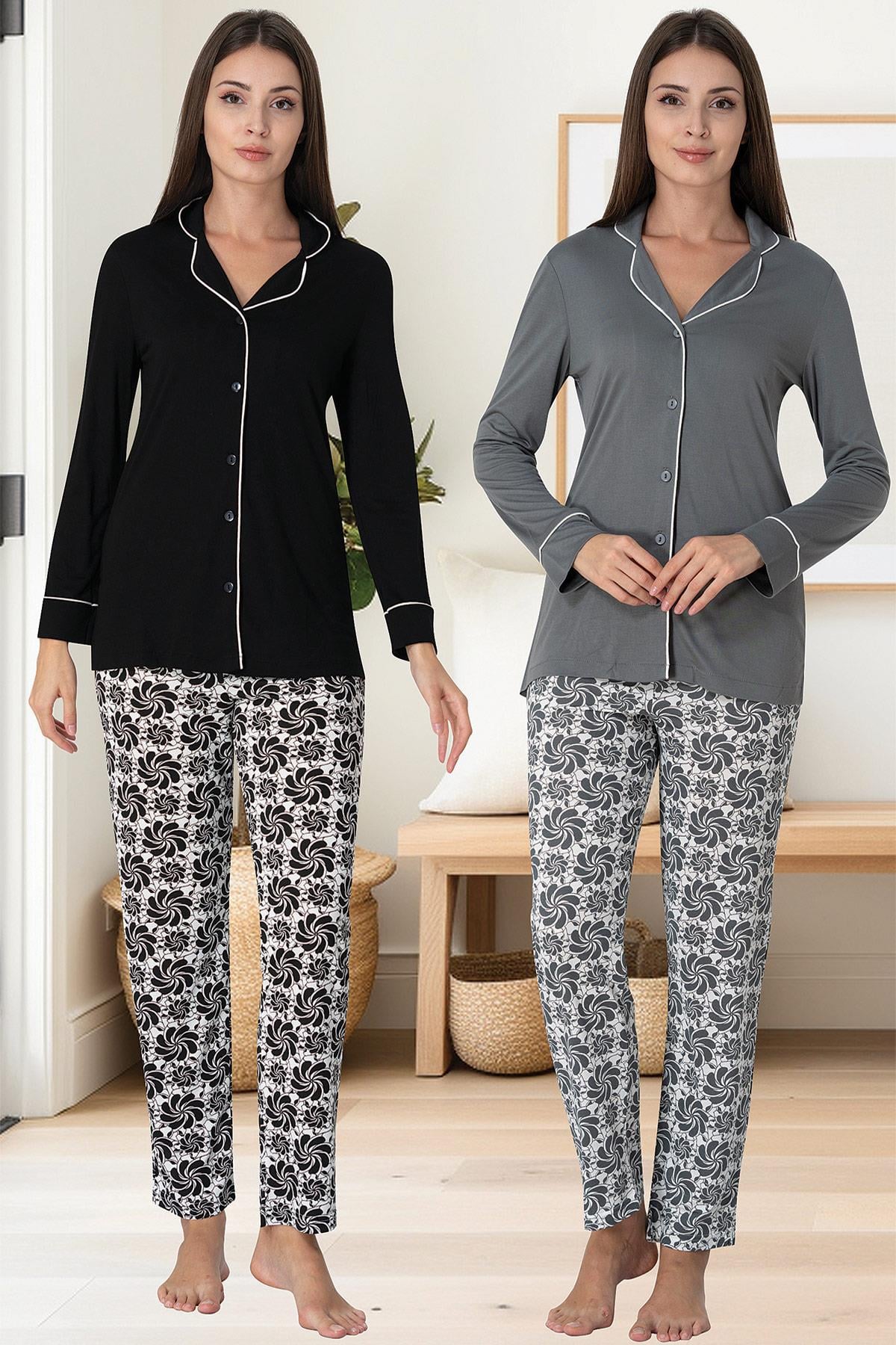 Effortt 6017 Önden Düğmeli Lohusa Pijama Takımı