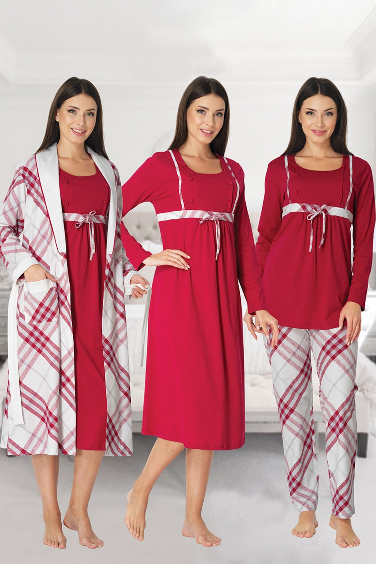 Effortt 8086 Vişne Hamile Lohusa 4lü Set