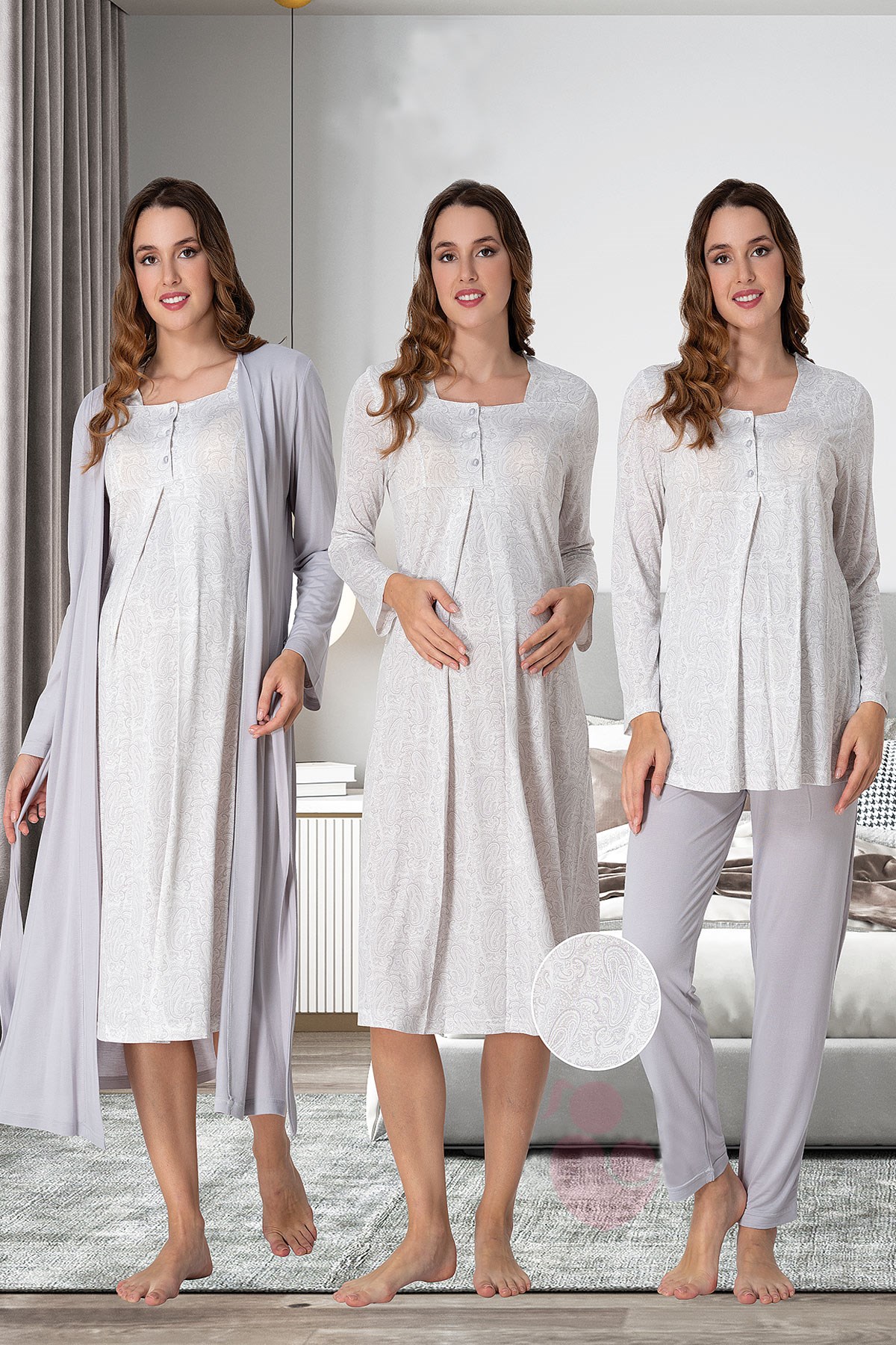 Effortt 9076 Gri Lohusa Hamile 4lü Set