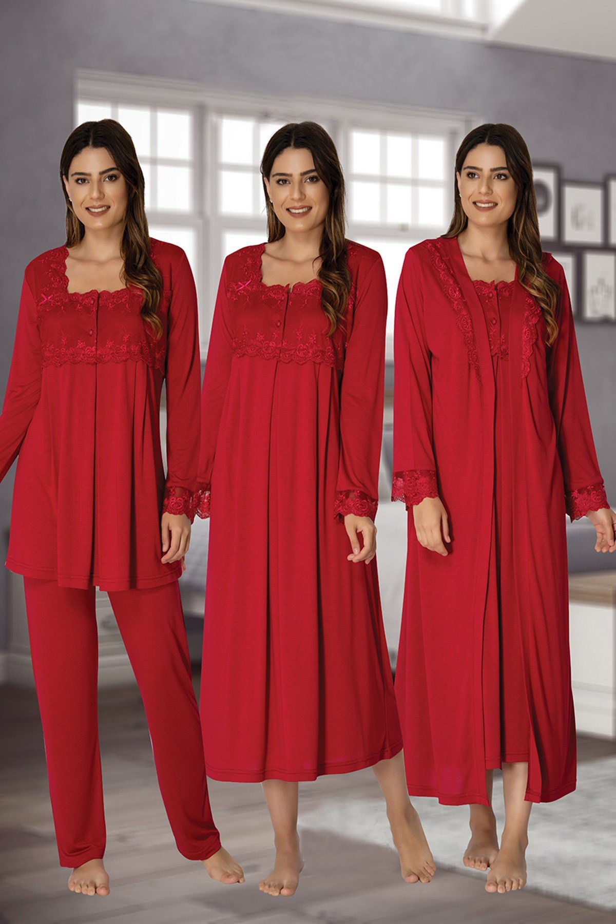 Effortt Vişne Lohusa Hamile 4'lü Set 2402-01