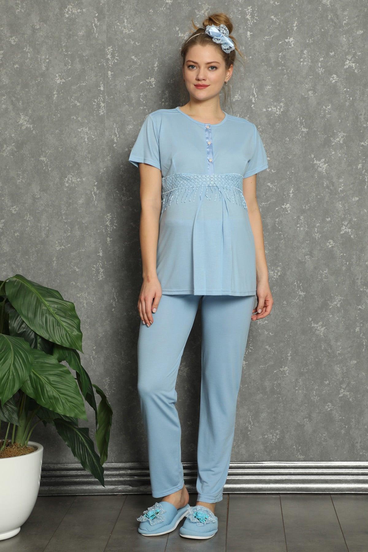 Erdeniz 1141 Mavi Lohusa Pijama Takımı