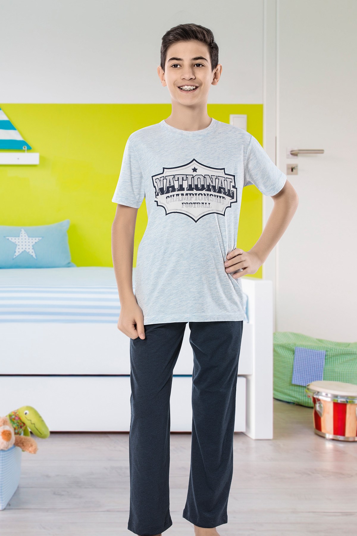 Erkek Çoçuk Garson Kapri Pijama Takım 7095