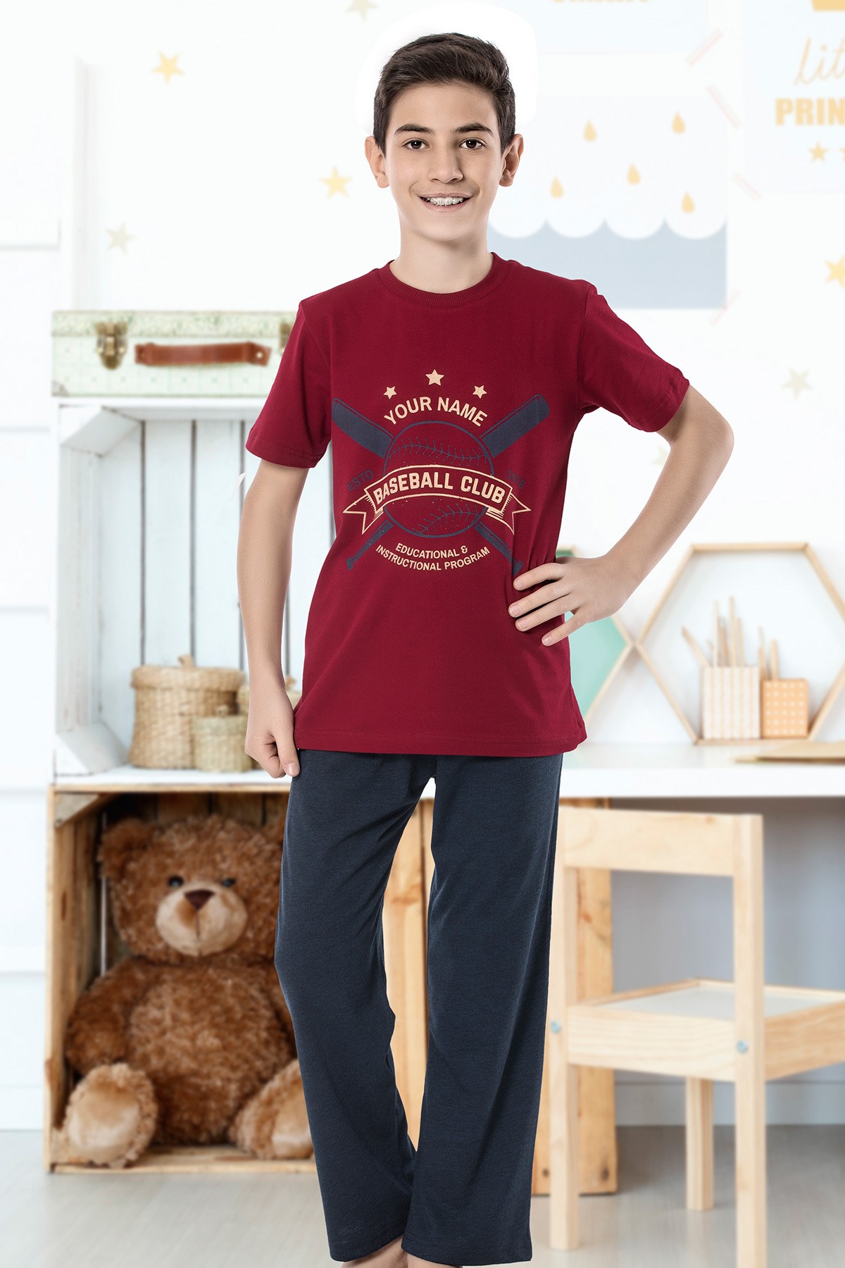 Erkek Çoçuk Garson Kapri Pijama Takım 7099