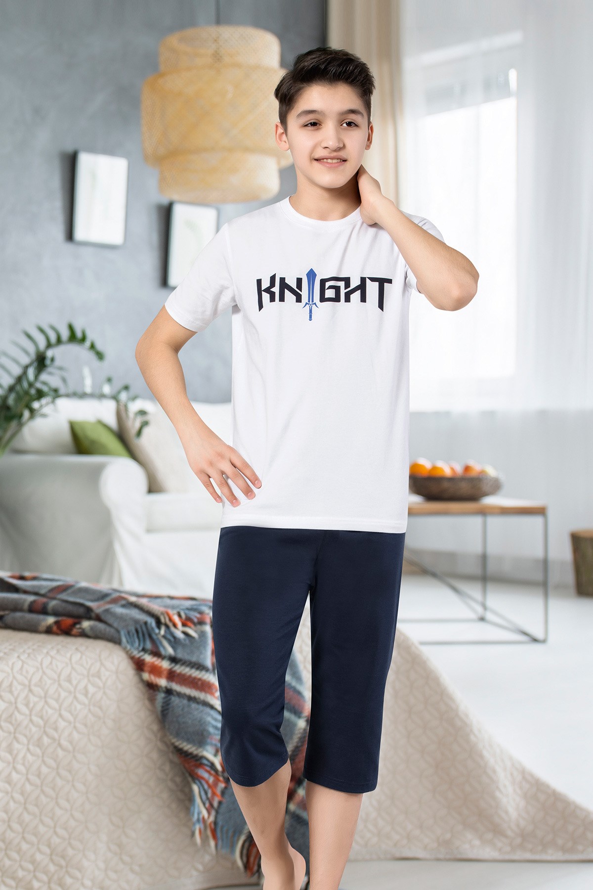 Erkek Çoçuk Garson Kapri Pijama Takım 7082
