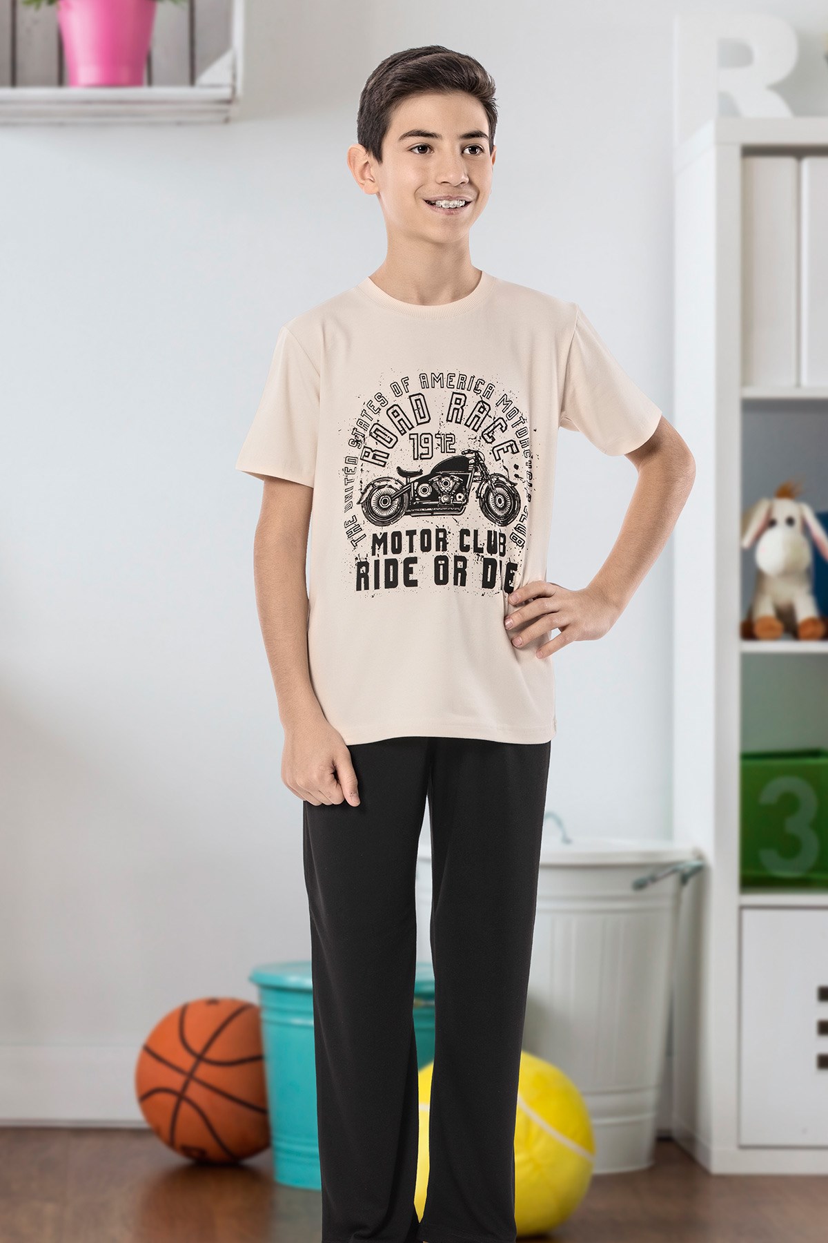 Erkek Çoçuk Garson Kapri Pijama Takım 7104
