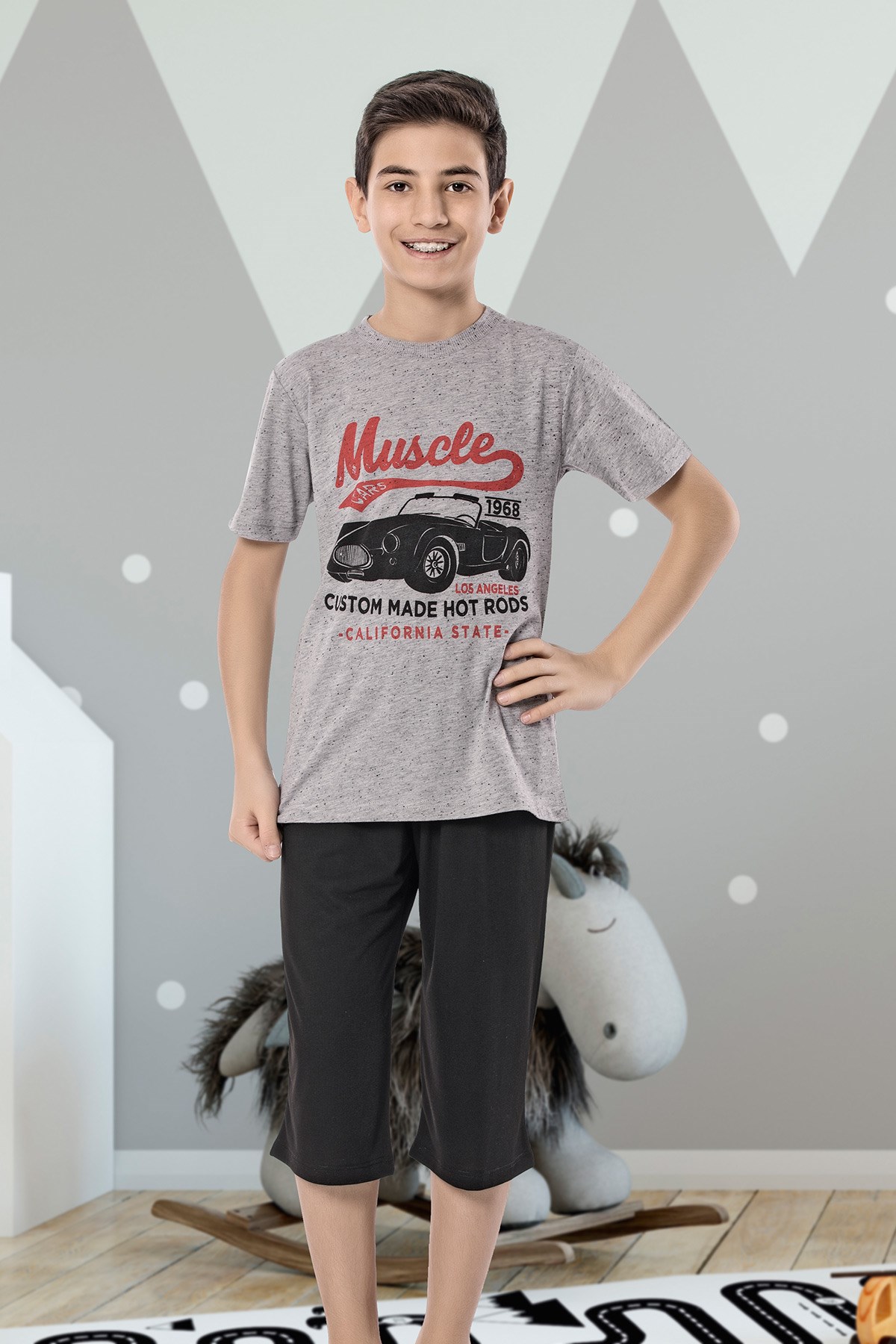 Erkek Çoçuk Garson Kapri Pijama Takım 7101