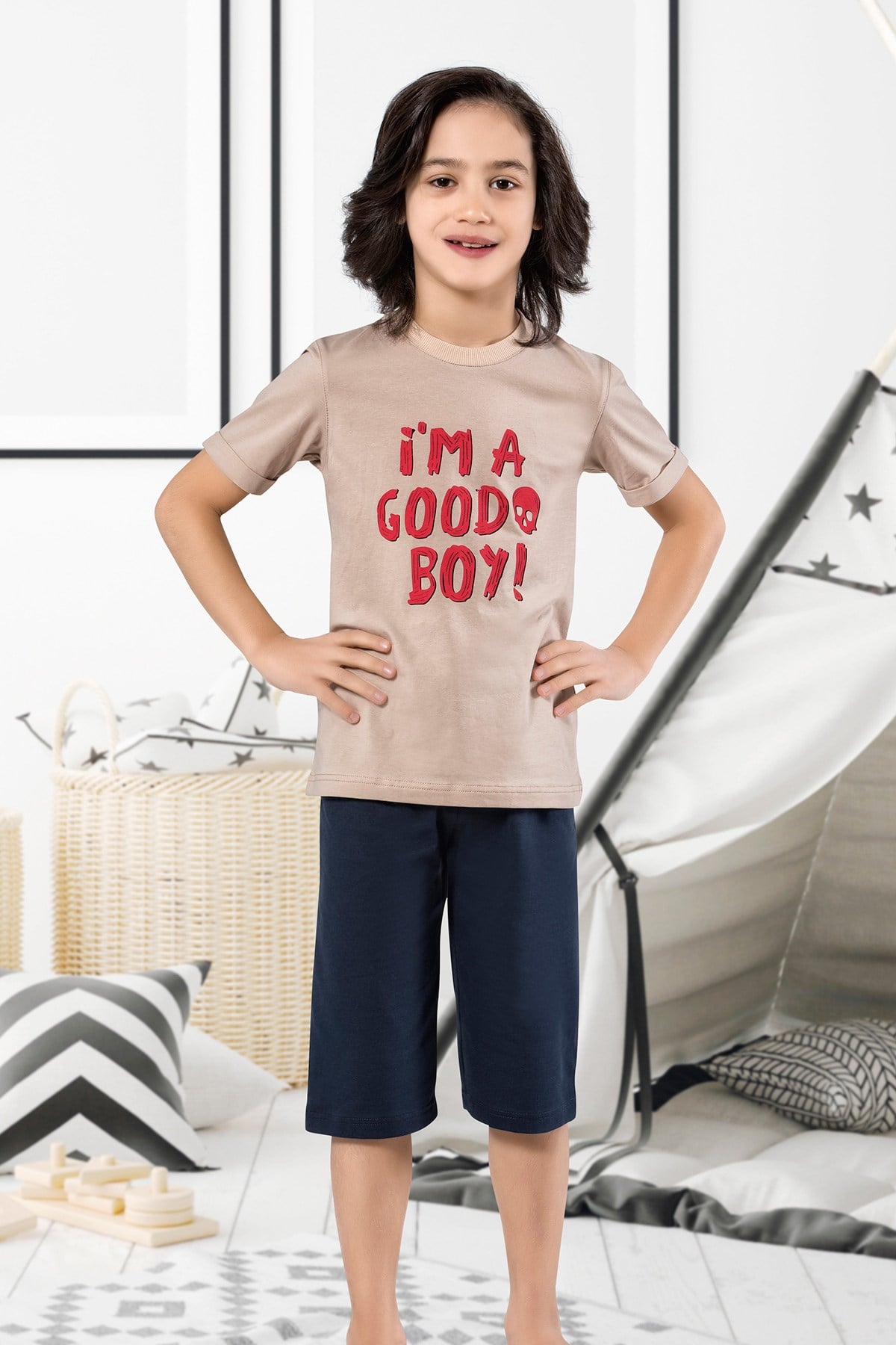 Erkek Çocuk Kapri Pijama Takımı-5439