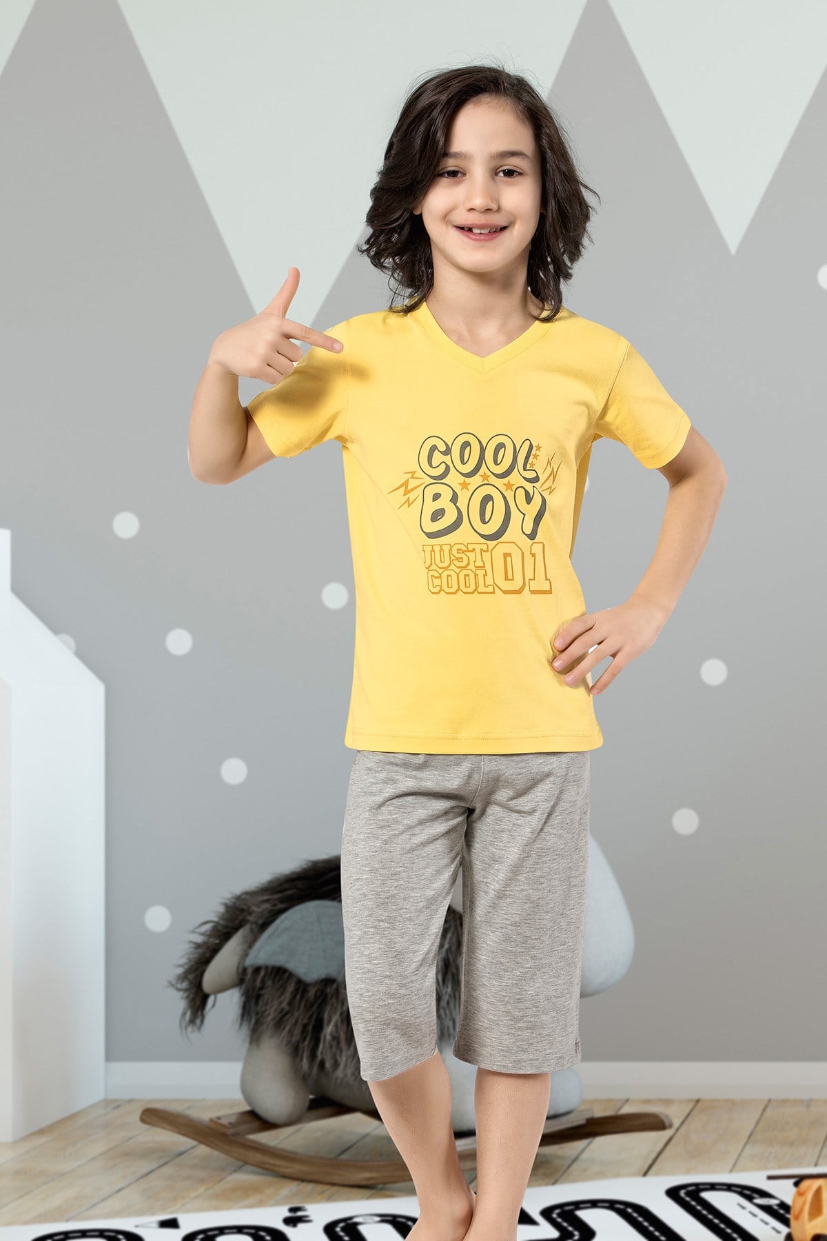 Erkek Çocuk Kapri Pijama Takımı-5451