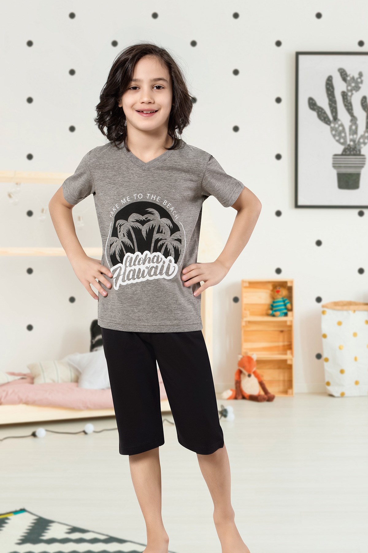 Erkek Çocuk Kapri Pijama Takımı-5452