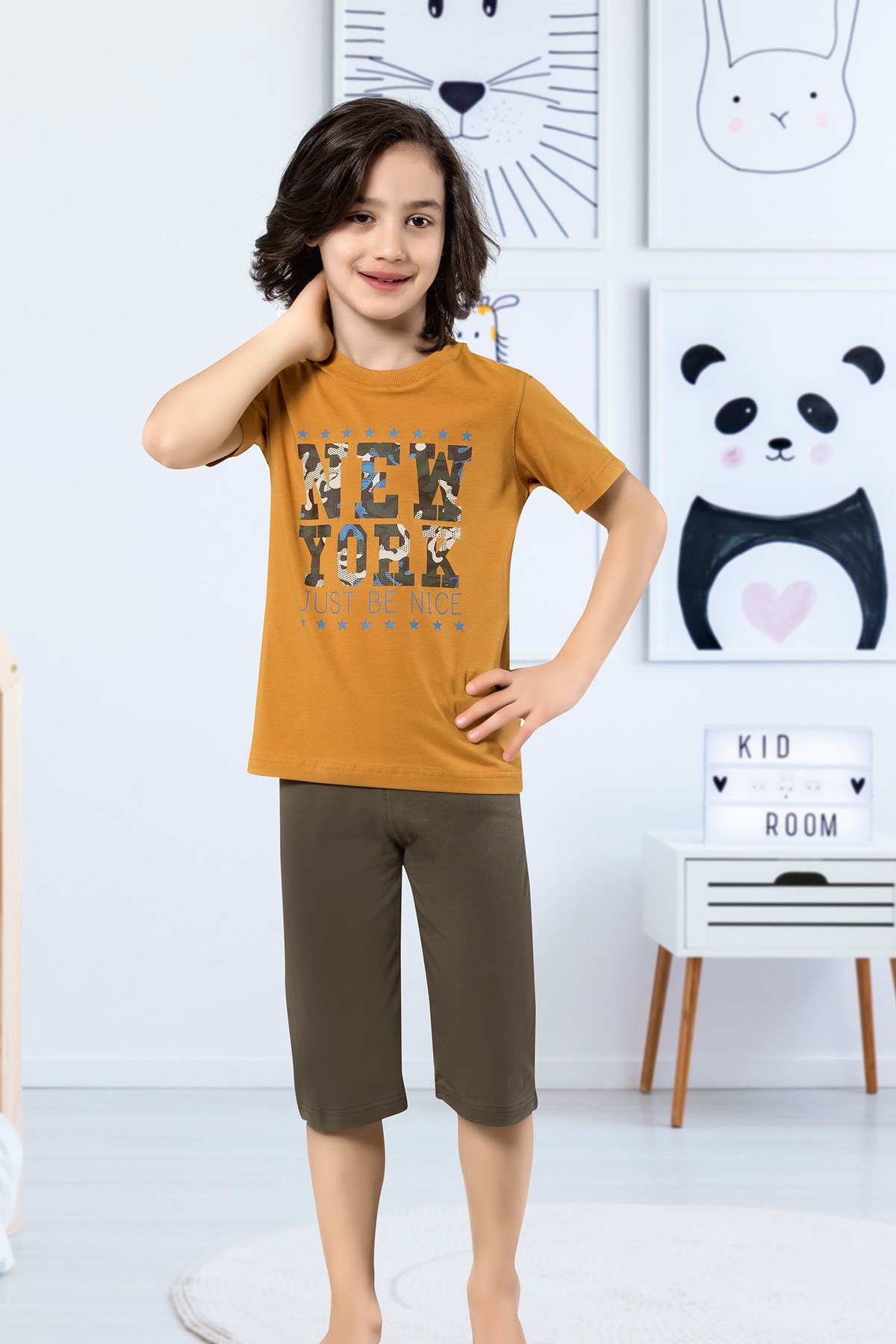 Erkek Çocuk Kapri Pijama Takımı-5454