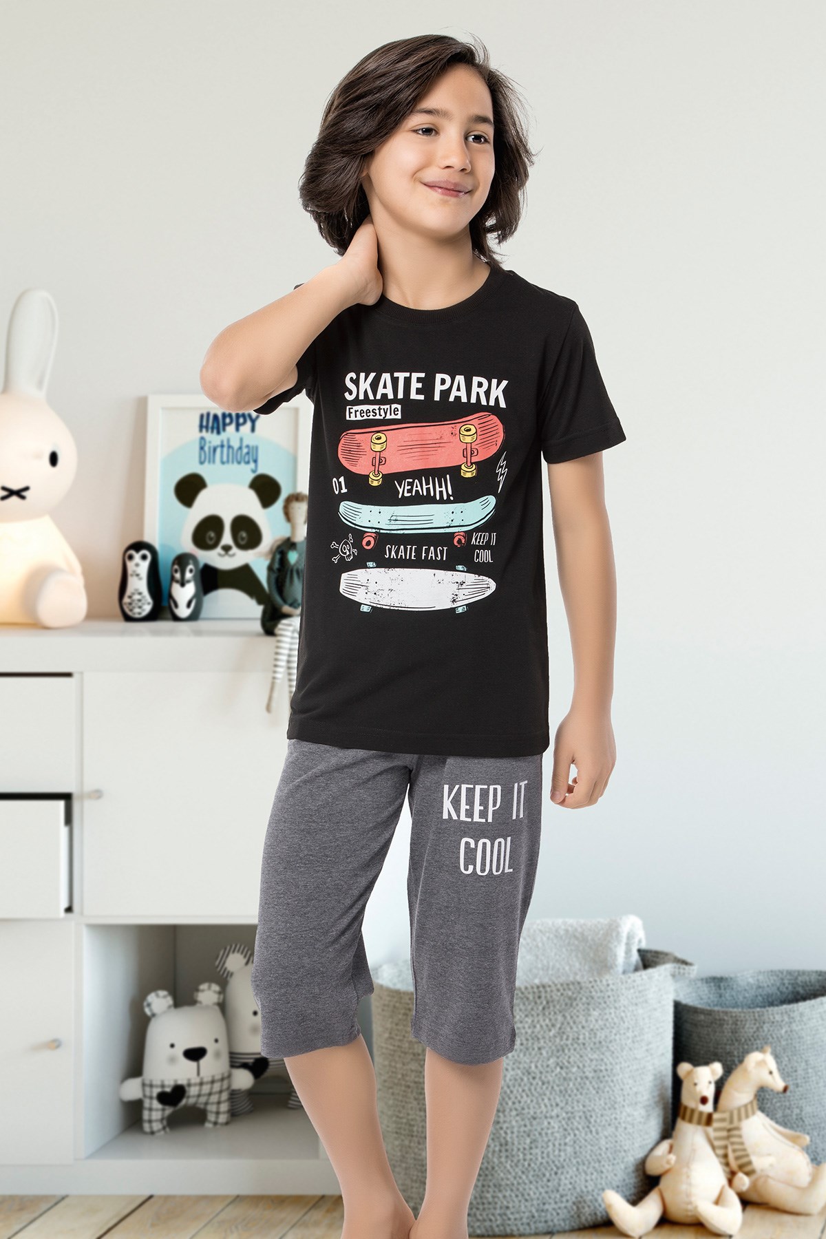 Erkek Çocuk Kapri Pijama Takımı-5458