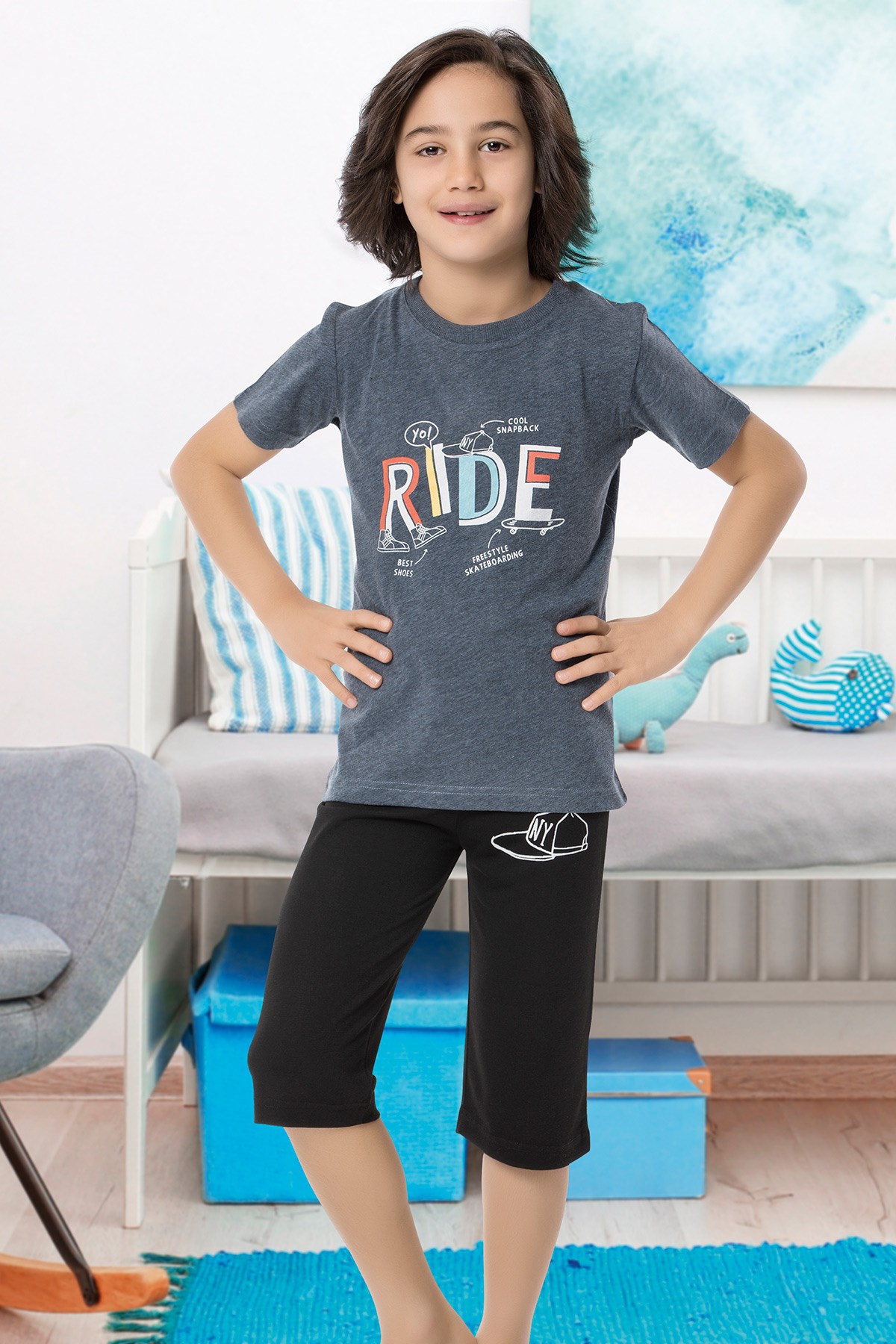 Erkek Çocuk Kapri Pijama Takımı-5460