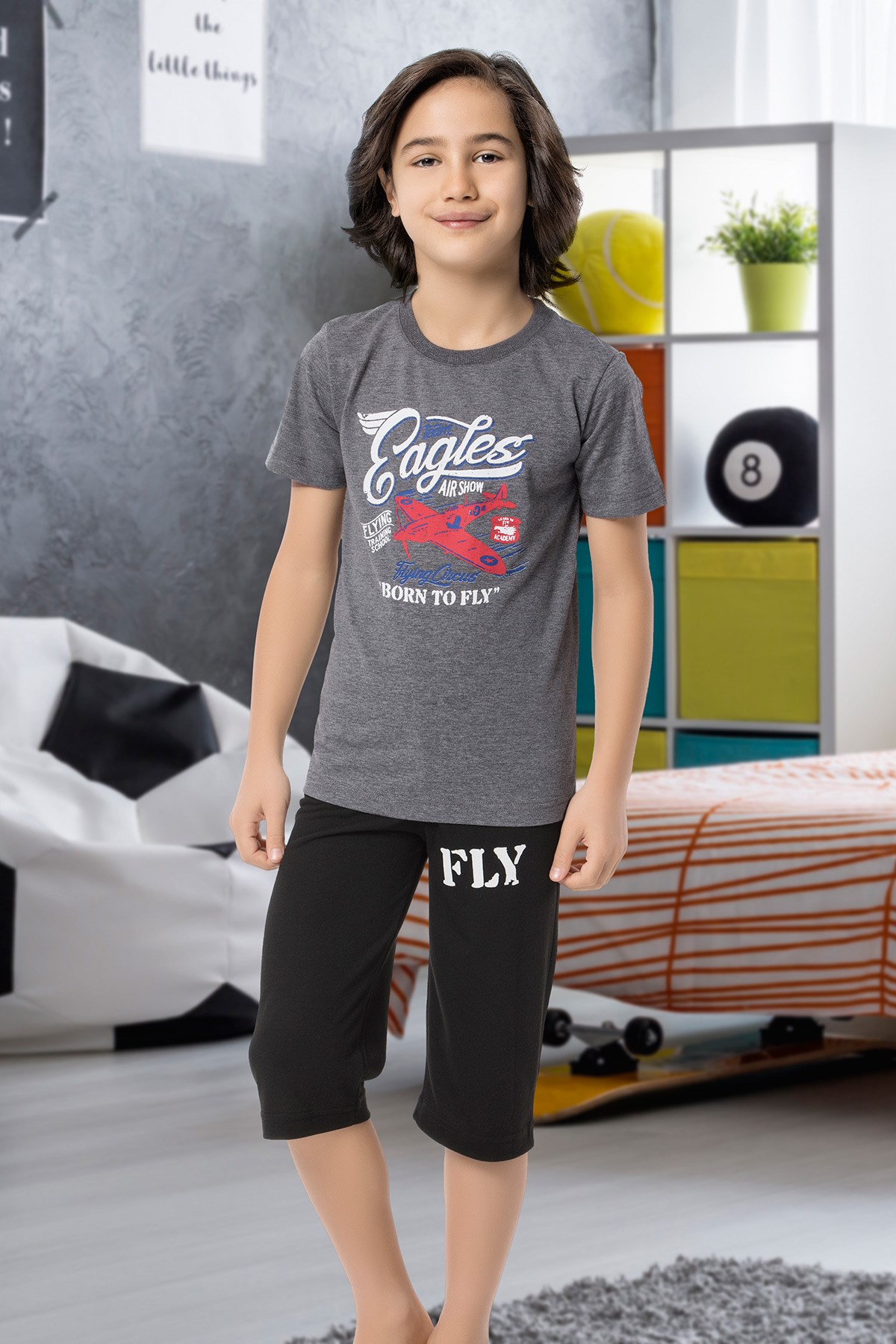 Erkek Çocuk Kapri Pijama Takımı-5464