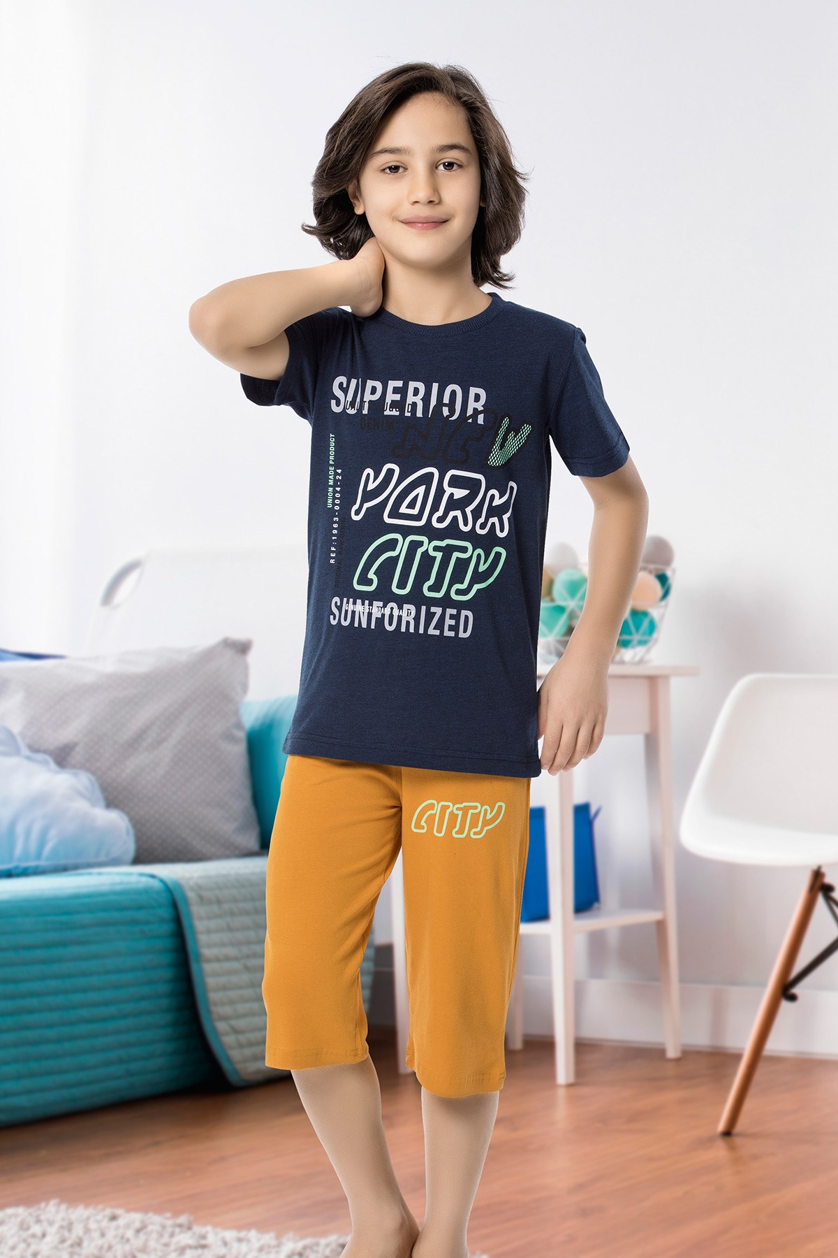 Erkek Çocuk Kapri Pijama Takımı-5469