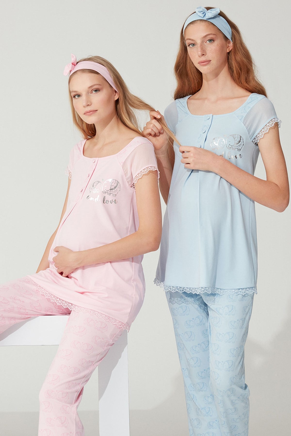 Feyza 3763 Love Desenli Lohusa Pijama Takımı