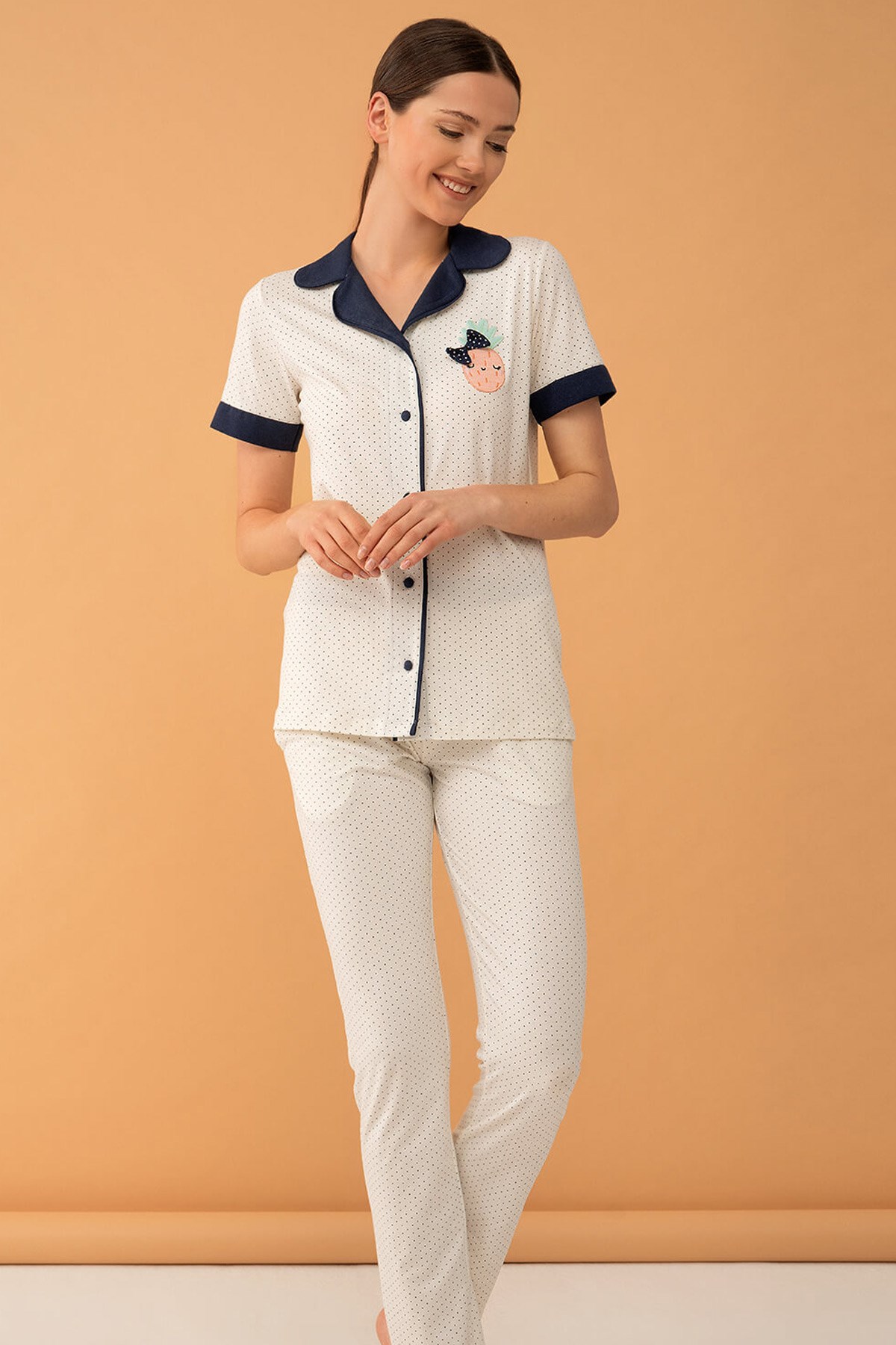 Feyza 4024 Puanlı Desenli Önden Düğmeli Lohusa Pijama Takımı