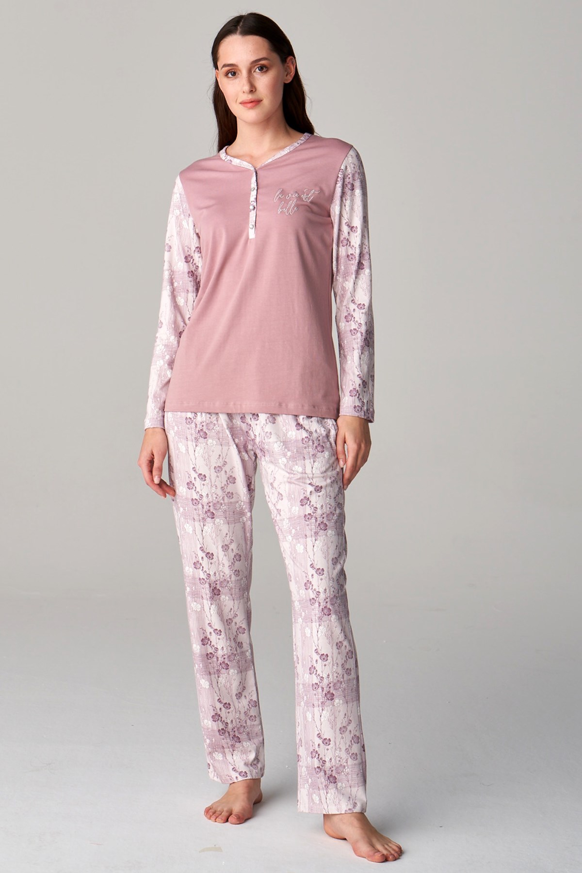 Feyza 4690 Gül Kurusu Lohusa Pijama Takımı