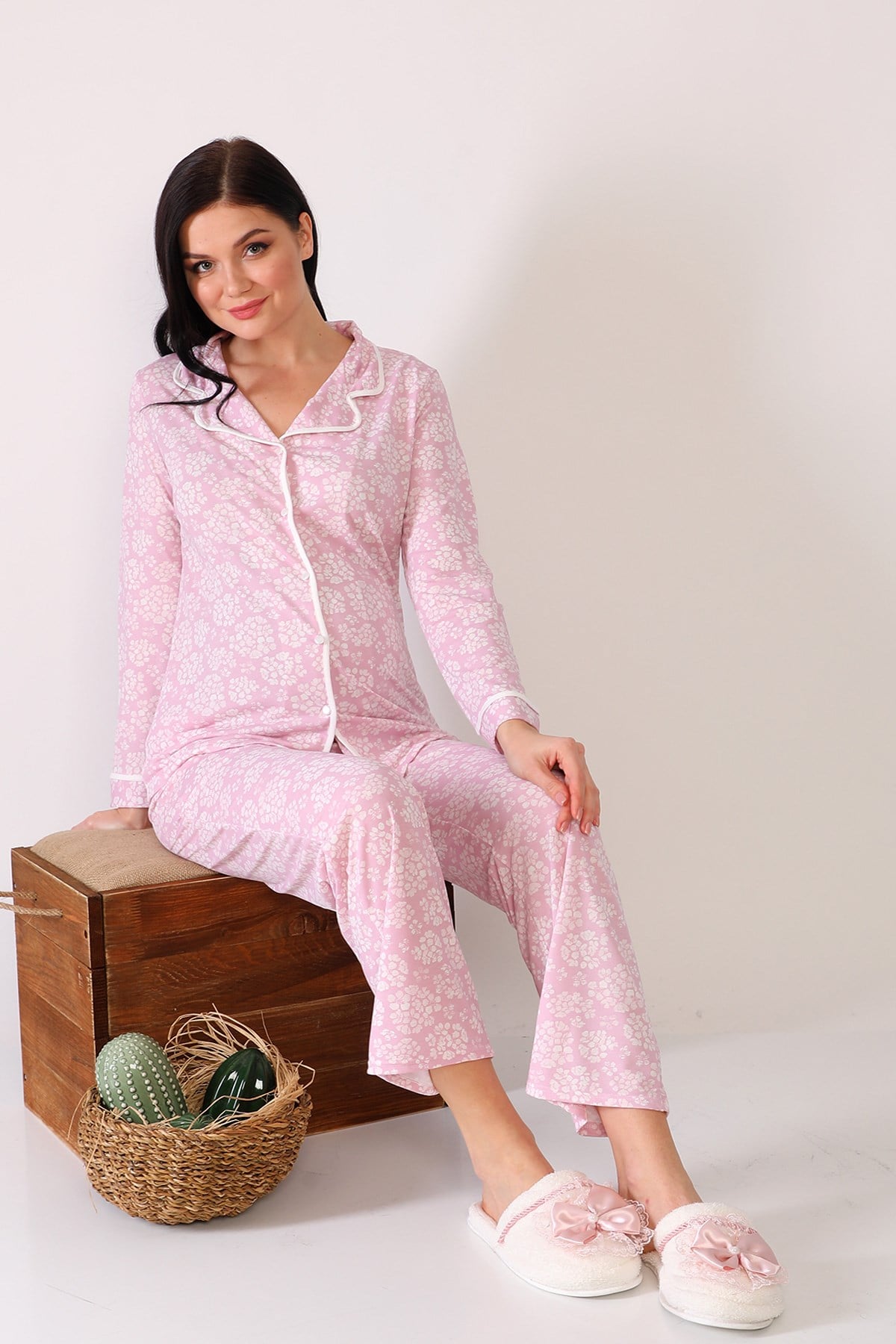 Garnet 1002 Önden Düğmeli Lohusa Pijama Takımı