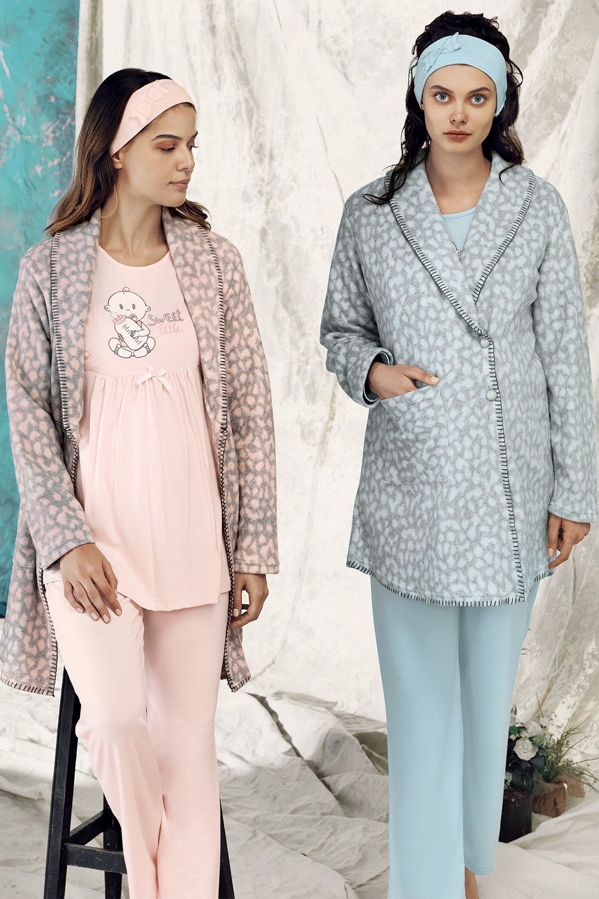 Haluk Bayram 3620 Sweet Little Maternity Pajama and Robe Set