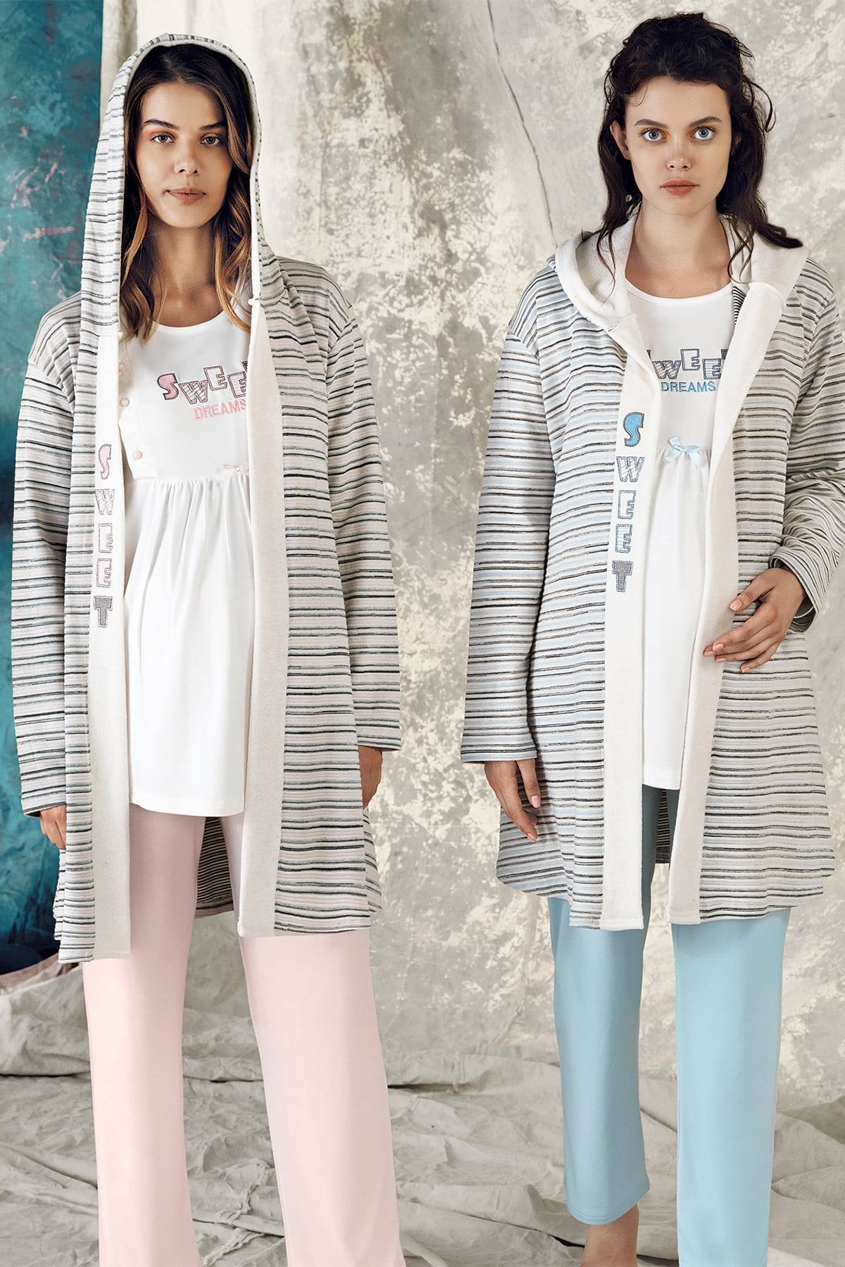 Haluk Bayram 3621 Sweet Dream Triko Sabahlıklı Lohusa Pijama Takımı