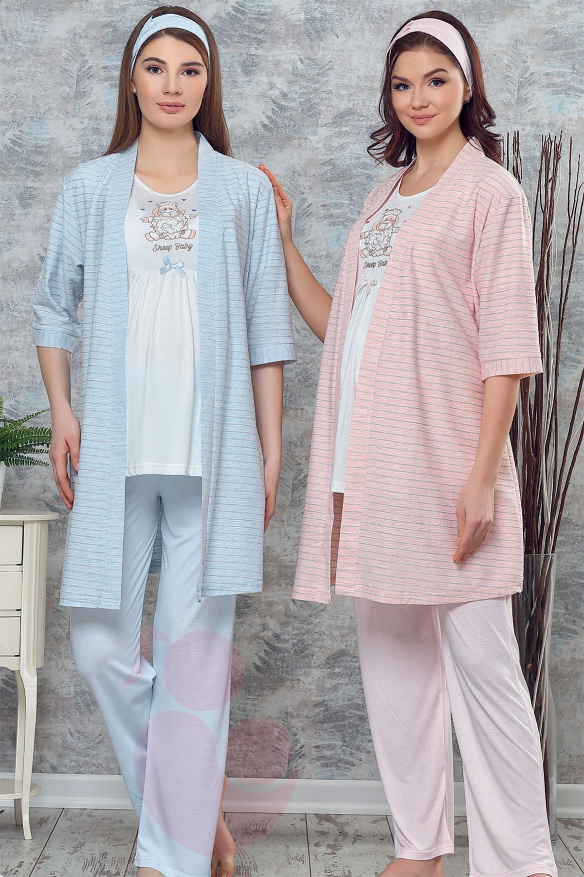 Haluk Bayram 3717 Sabahlıklı Lohusa Pijama Takımı