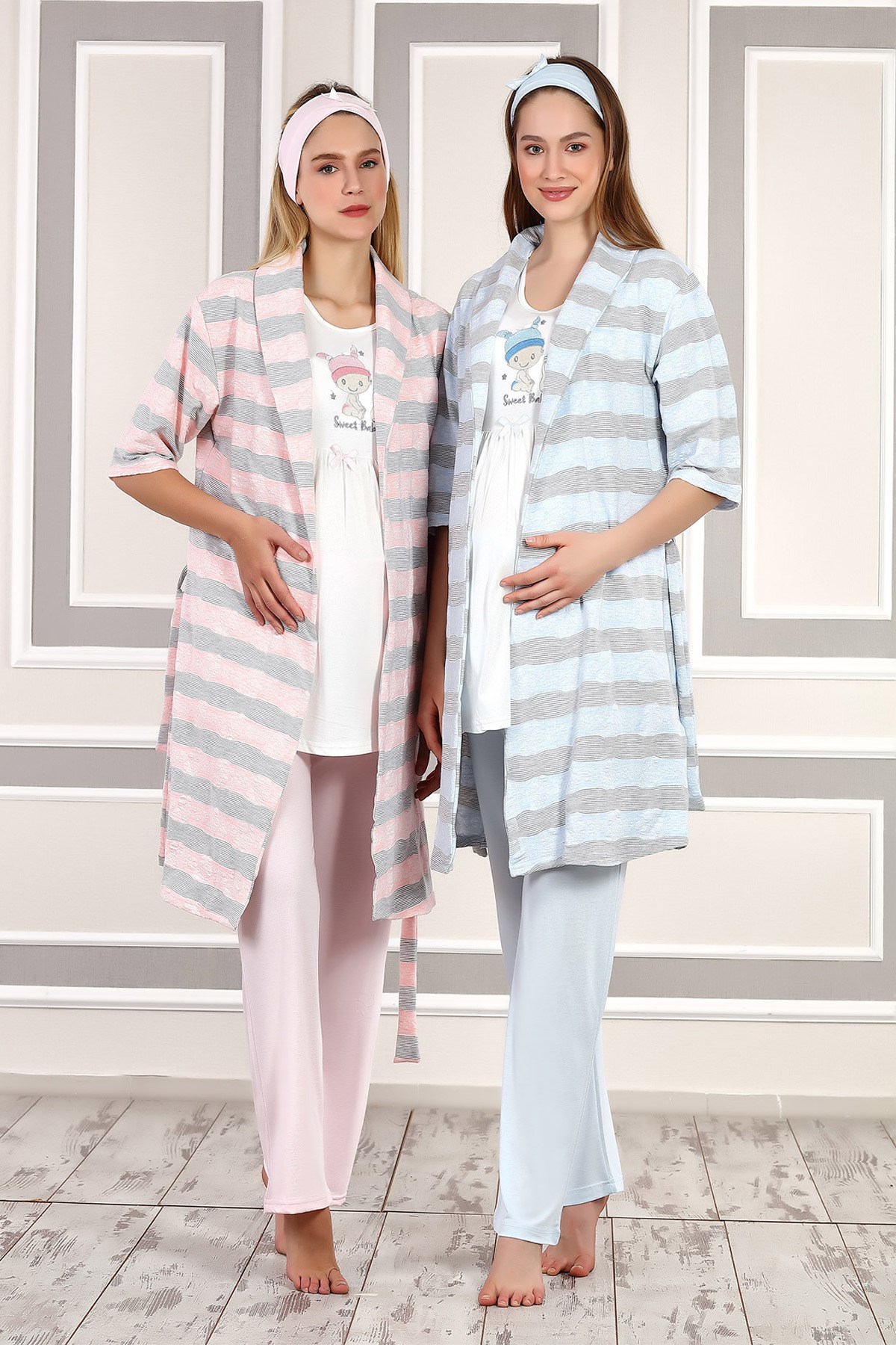 Haluk Bayram 3926 Baby Desenli Sabahlıklı Lohusa Pijama Takımı