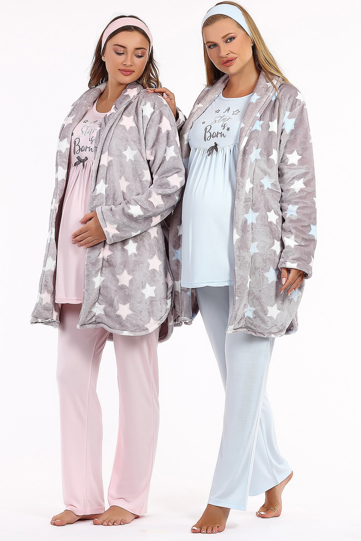 Haluk Bayram 4009 Yıldız Polar Sabahlıklı Lohusa Pijama