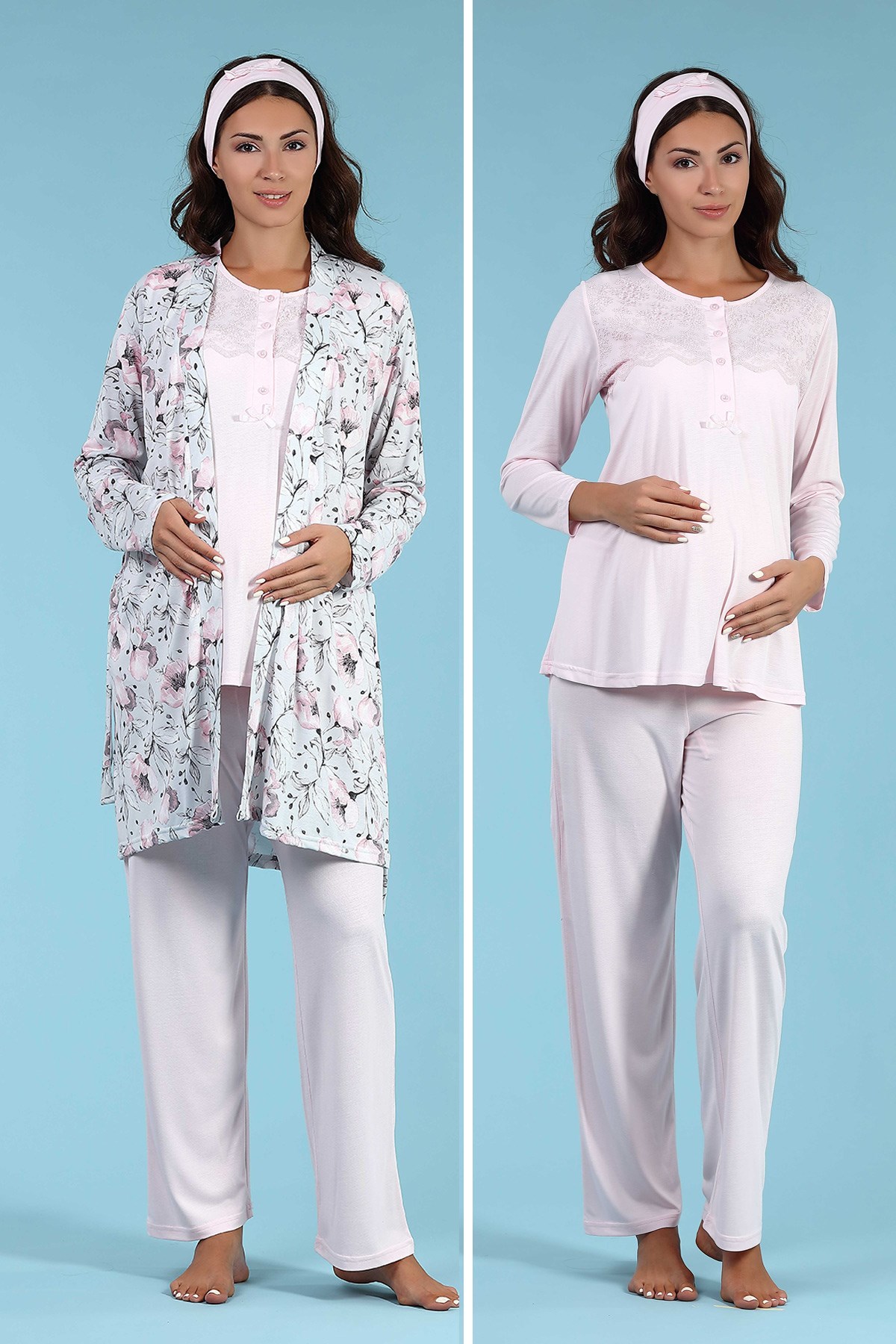 Haluk Bayram 4017 Desen Sabahlıklı Lohusa Pijama