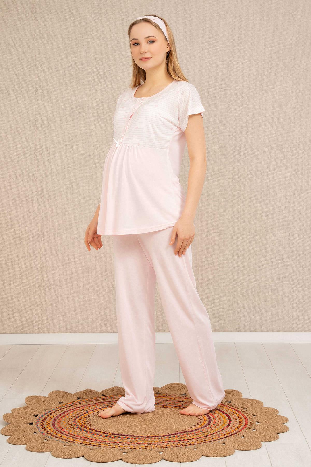 Haluk Bayram 4519 Pembe Kalpli Lohusa Pijama Takımı