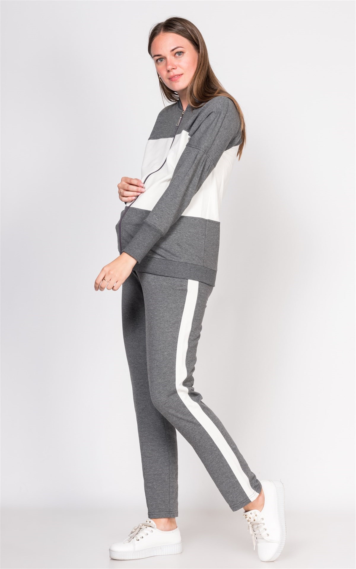 Hamile Eşofman Üst Fermuarlı Model Antrasit