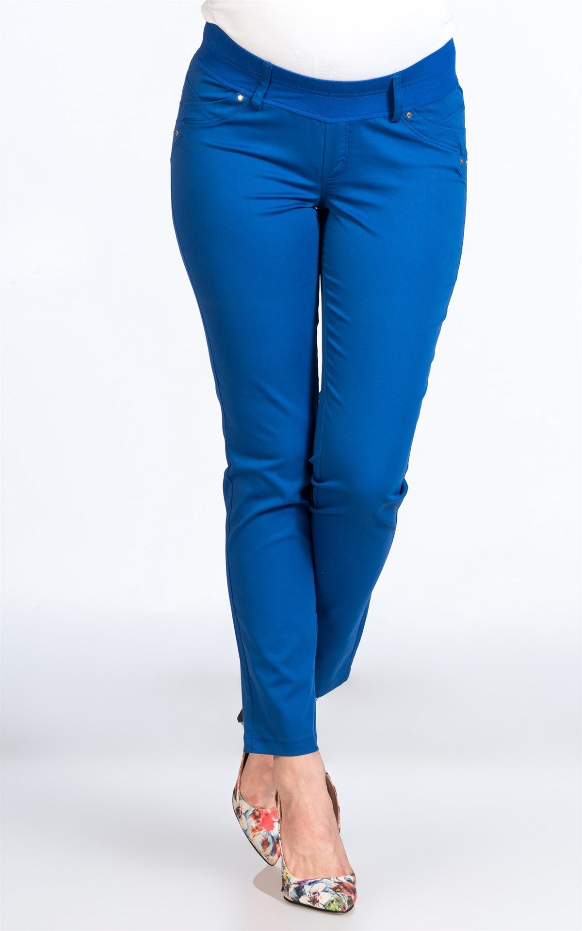 Hamile Gabardin Pantolon Düz Paça Model Saks