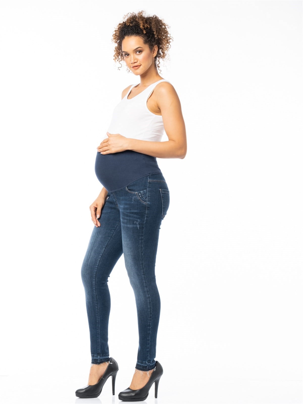 Hamile Kot Pantolon Düz Model Dar Paça Lacivert