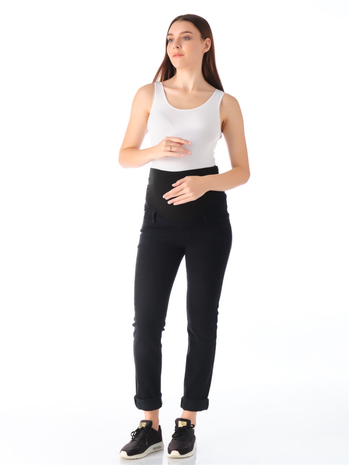 Hamile Kot Pantolon Mom Fit Siyah